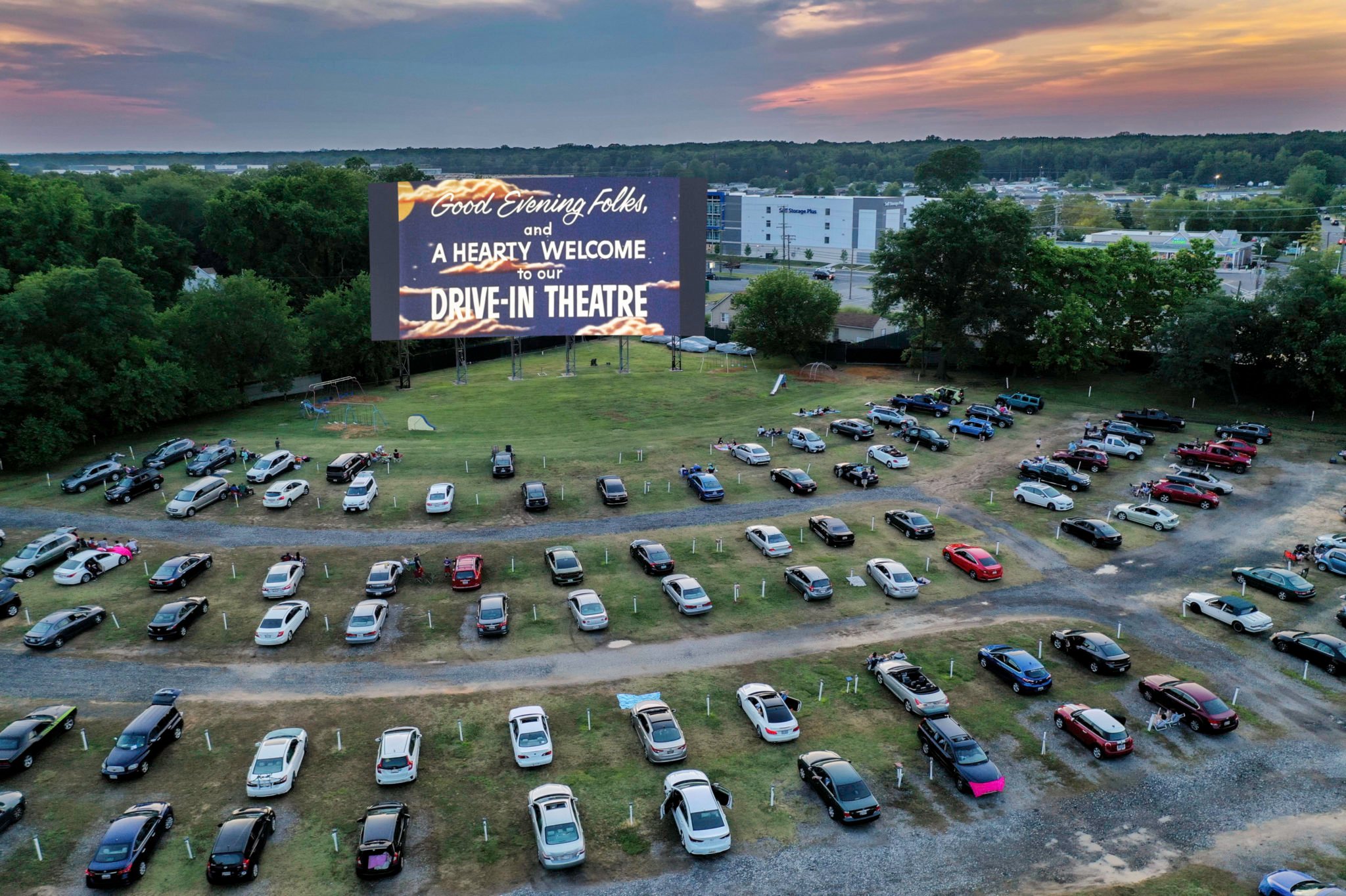 Check Out These Cool Aerial Drone Photos of a Drive-In Movie Theater