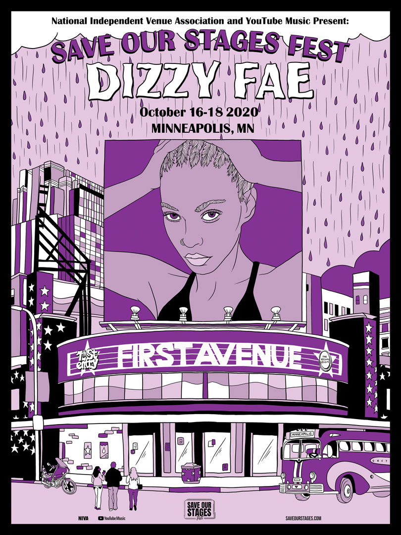 Dizzy Fae at First Avenue poster by Jess Rotter.