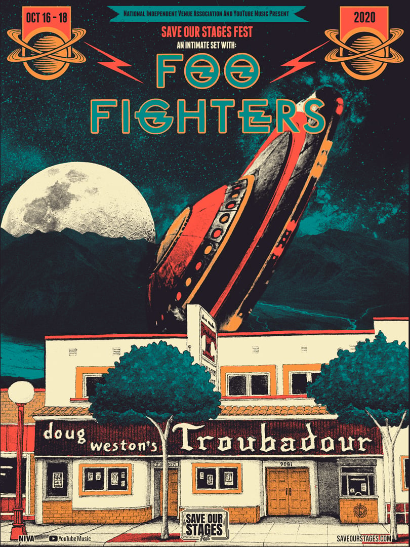 Foo Fighters at Troubadour poster by Lou X-Ray @Garageland