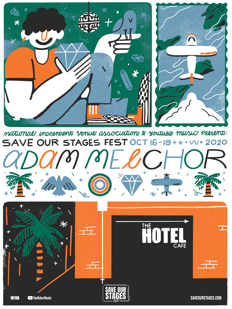 Adam Melchor at Hotel Cafe poster by Stephanie O'Byrne.