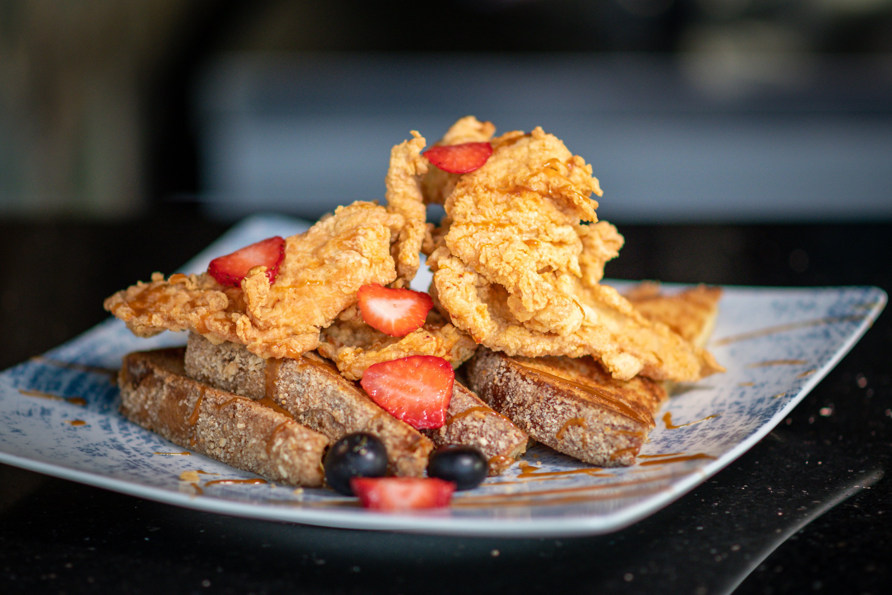 KitchenCray's fried chicken with French toast. Photograph by John Rorapaugh. 