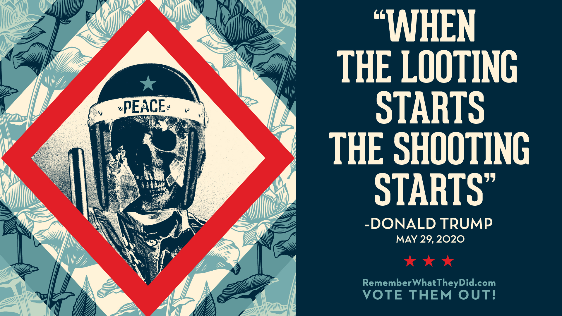 When the looting starts the shooting starts by Shepard Fairey - Washingtonian