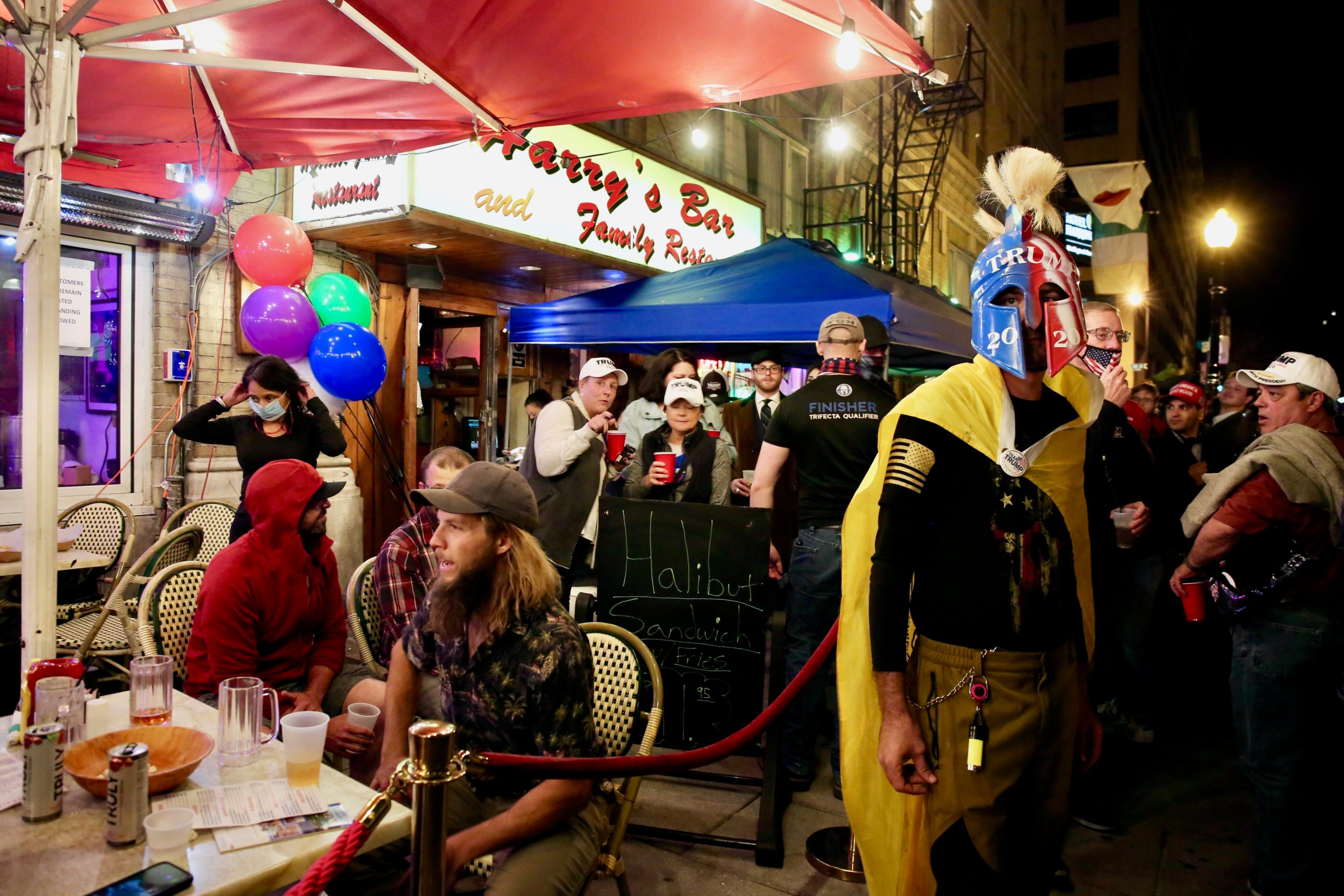 Trump supporters crowd Harry's Bar on Nov. 13. Photograph by Evy Mages.