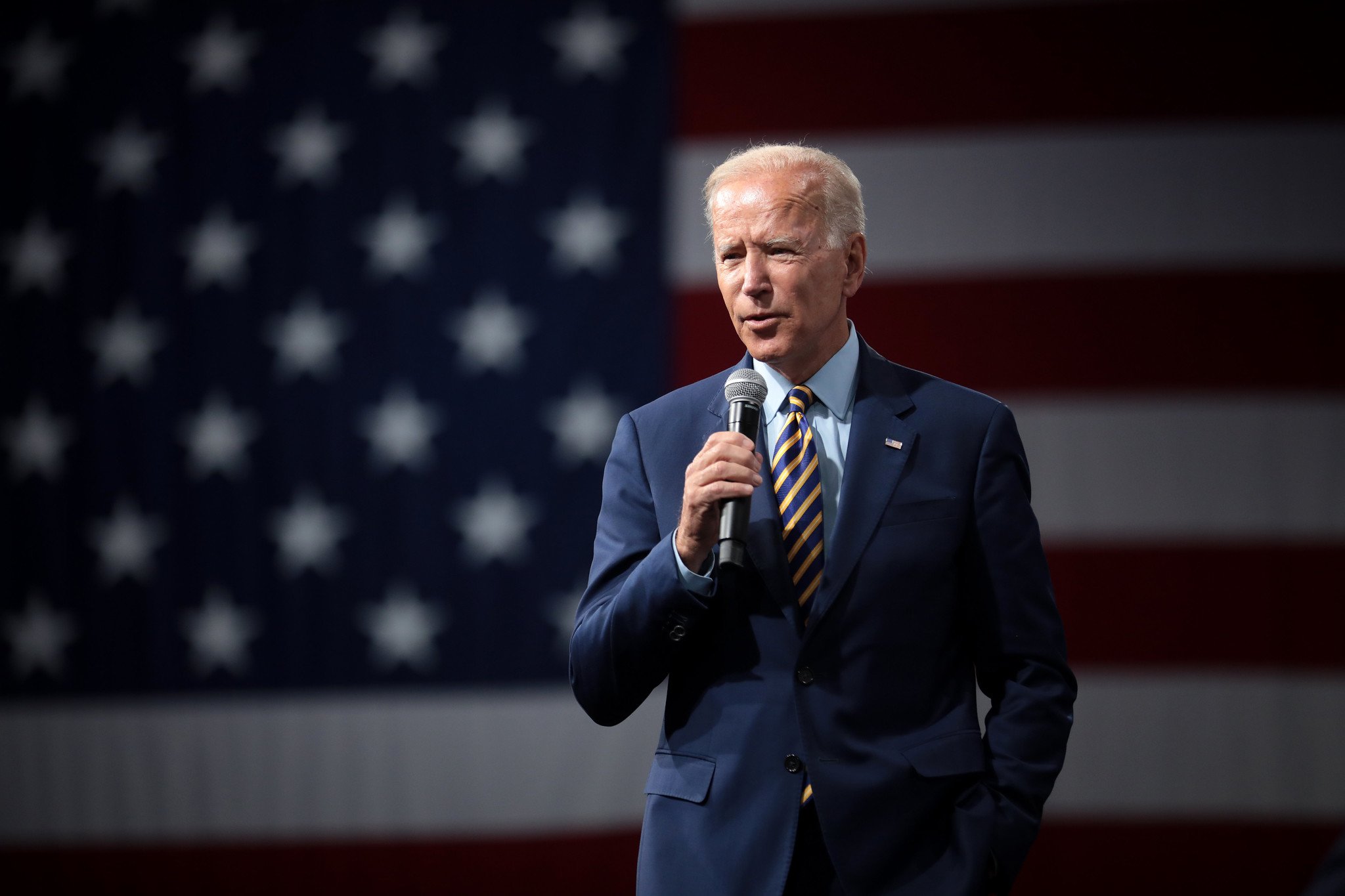 Joe Biden in 2019. Photograph by <a href="https://www.flickr.com/photos/gageskidmore/48605397927/in/photolist-2h46nqc-2h46mCL-2h46kGc-2h45AmP-2h45zVy-2h46iBk-2h1hgAn-2h1guRB-2h1heYp-2h1gsBM-2h1hdiv-2h1gqFT-2gZdqwr-2gYyLnF-2gYyKLf-2gYyJWV-2gYyJnt-2gYyHT2-2gYxY5V-2gYxXx7-2gYyG88-2gYyFvG-2gYxVq6-2gYyEsQ-2gYyDTZ-2gYyDz2-2gYyD8a-2gYxQXJ-2gYxQ8N-2gYxPoG-2gYxP7E-2h45SC1-2h45SwE-2h45Ssw-2h46A3g-2h45RRX-2h46zHd-2h46zu7-2h45Rdc-2h45QYK-2h46yN7-2h46yAt-2h46ypM-2h45PNt-2h46xuW-2h45P9h-2h45P1X-2h45NJj-2h45NpM-2h45MKa">Flickr user Gage Skidmore</a>. 