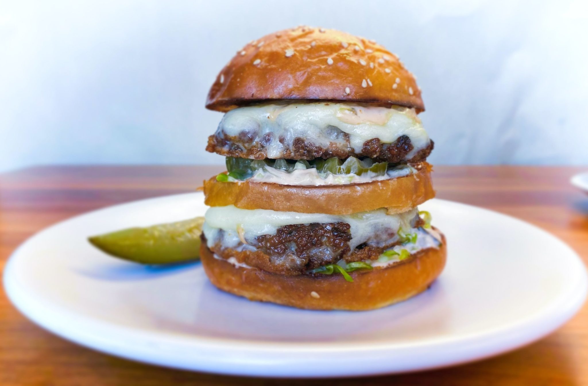 The burger at Ampersandwich, a to-go sandwich shop from Shilling Canning Company. Photo by Samantha Giordano Kim.