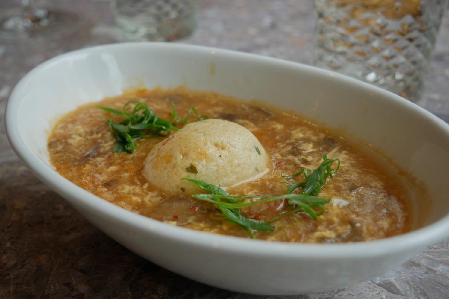 Matzo ball soup meets hot and sour soup. Photo courtesy of Stringray Kitchen.