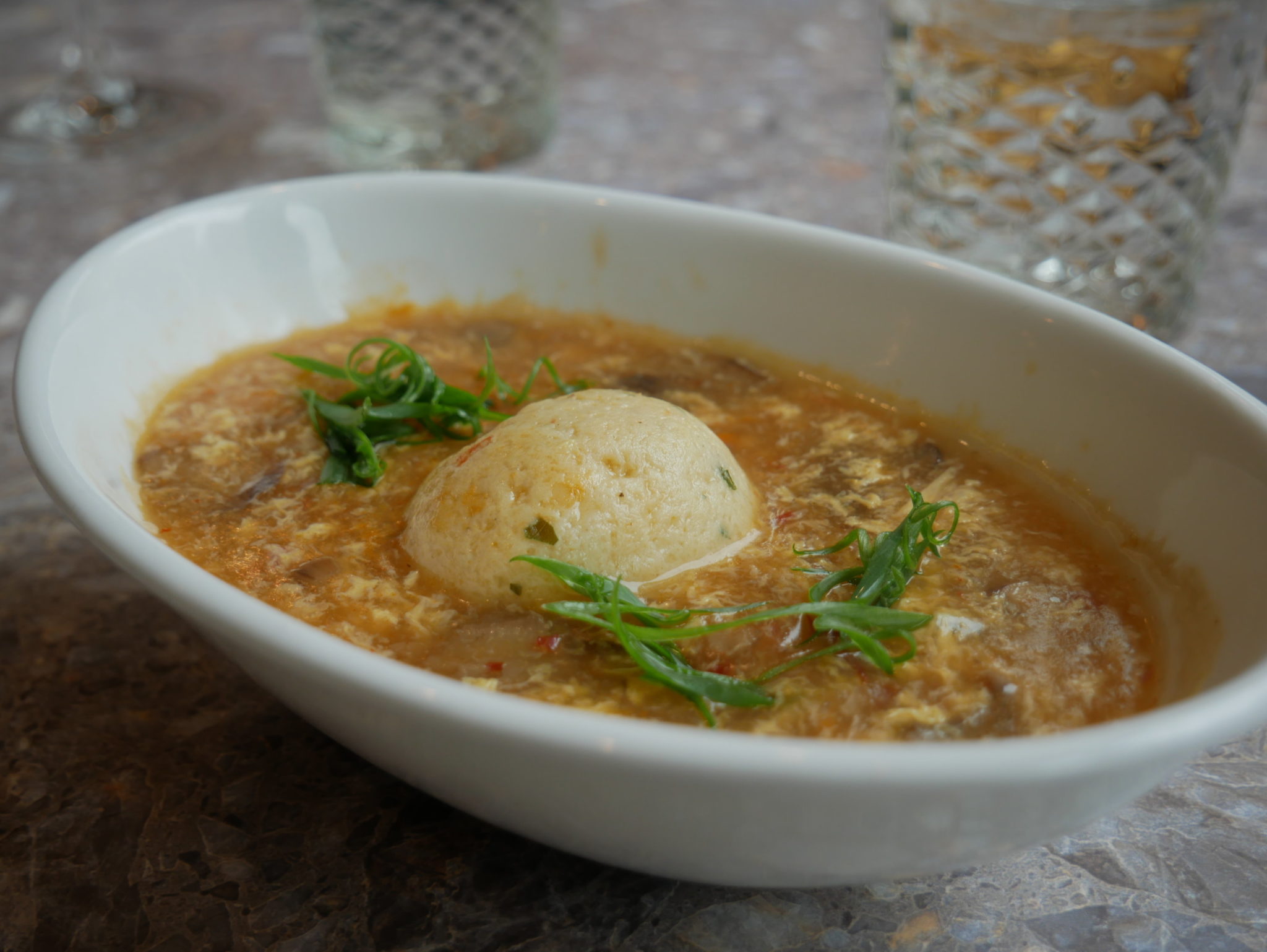 Matzo ball soup meets hot and sour soup. Photo courtesy of Stringray Kitchen.