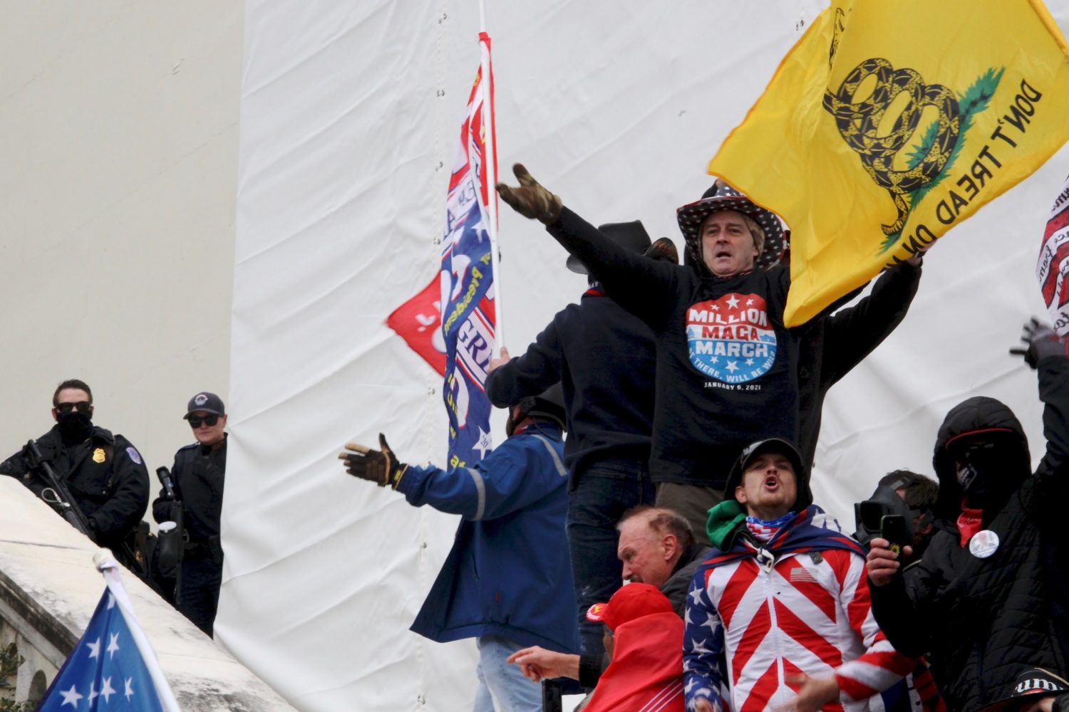 Rioters at the Capitol on January 6, 2021. Photo by Evy Mages.