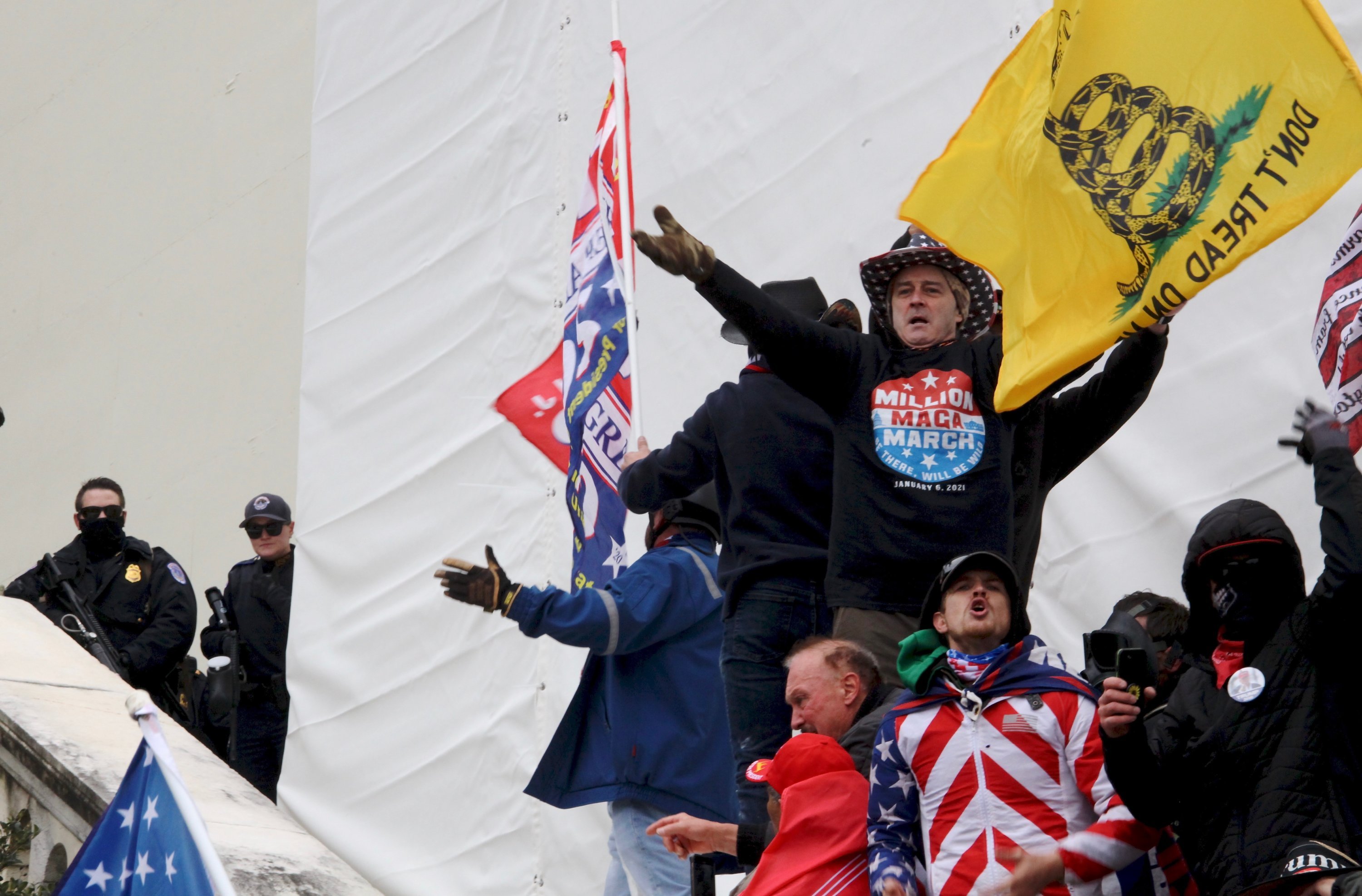 Rioters at the Capitol on January 6, 2021. Photo by Evy Mages.