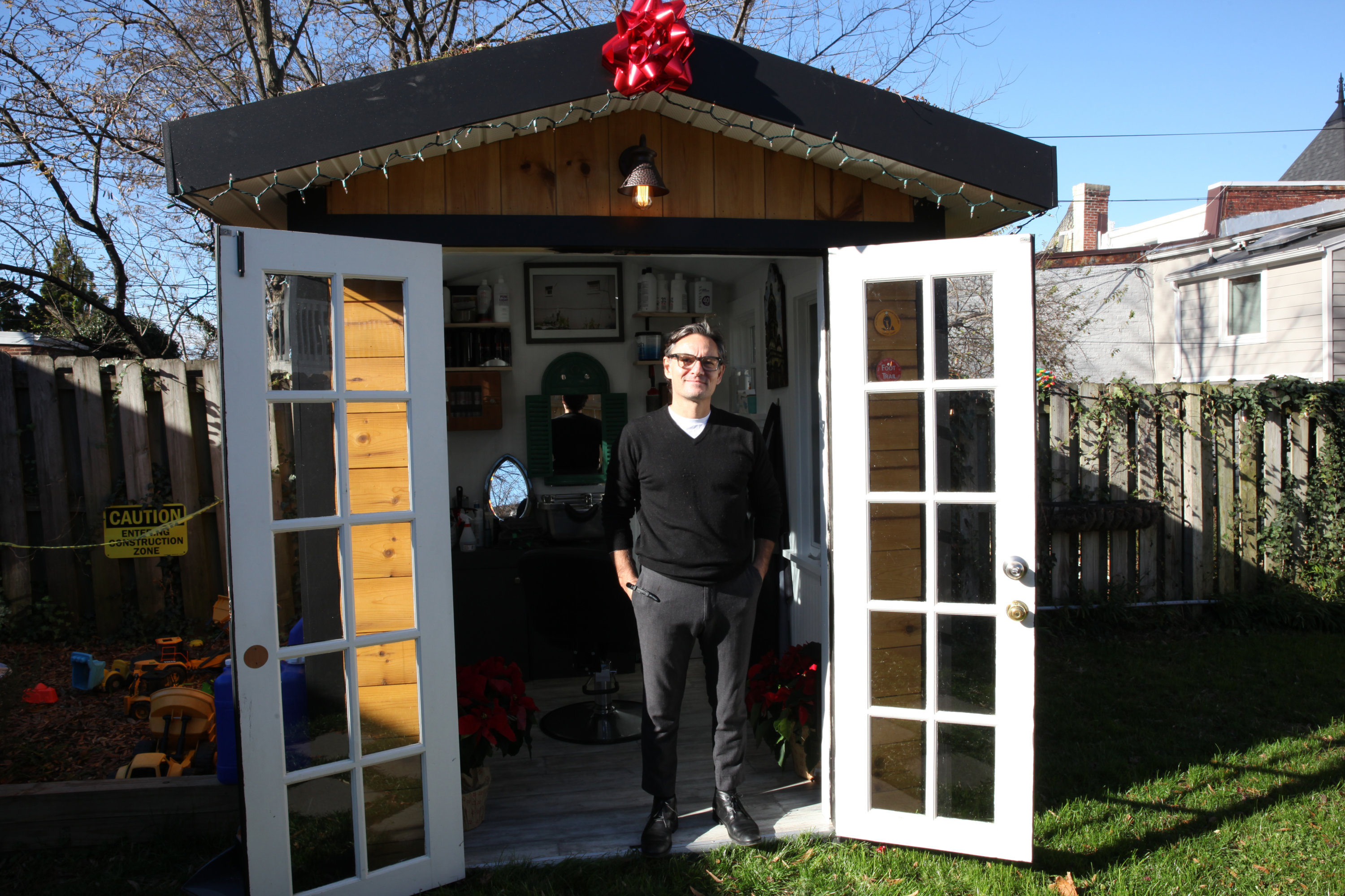 Felipe Rettig's backyard hair salon shed. - Washingtonian