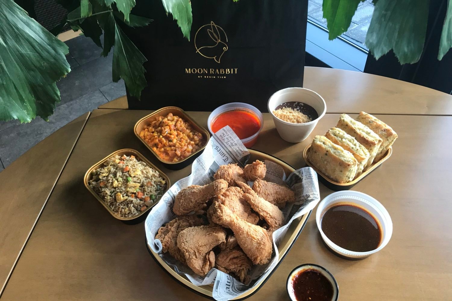 Order a to-go fried chicken dinner inspired by Cajun and Vietnamese flavors. Photo courtesy of Moon Rabbit.