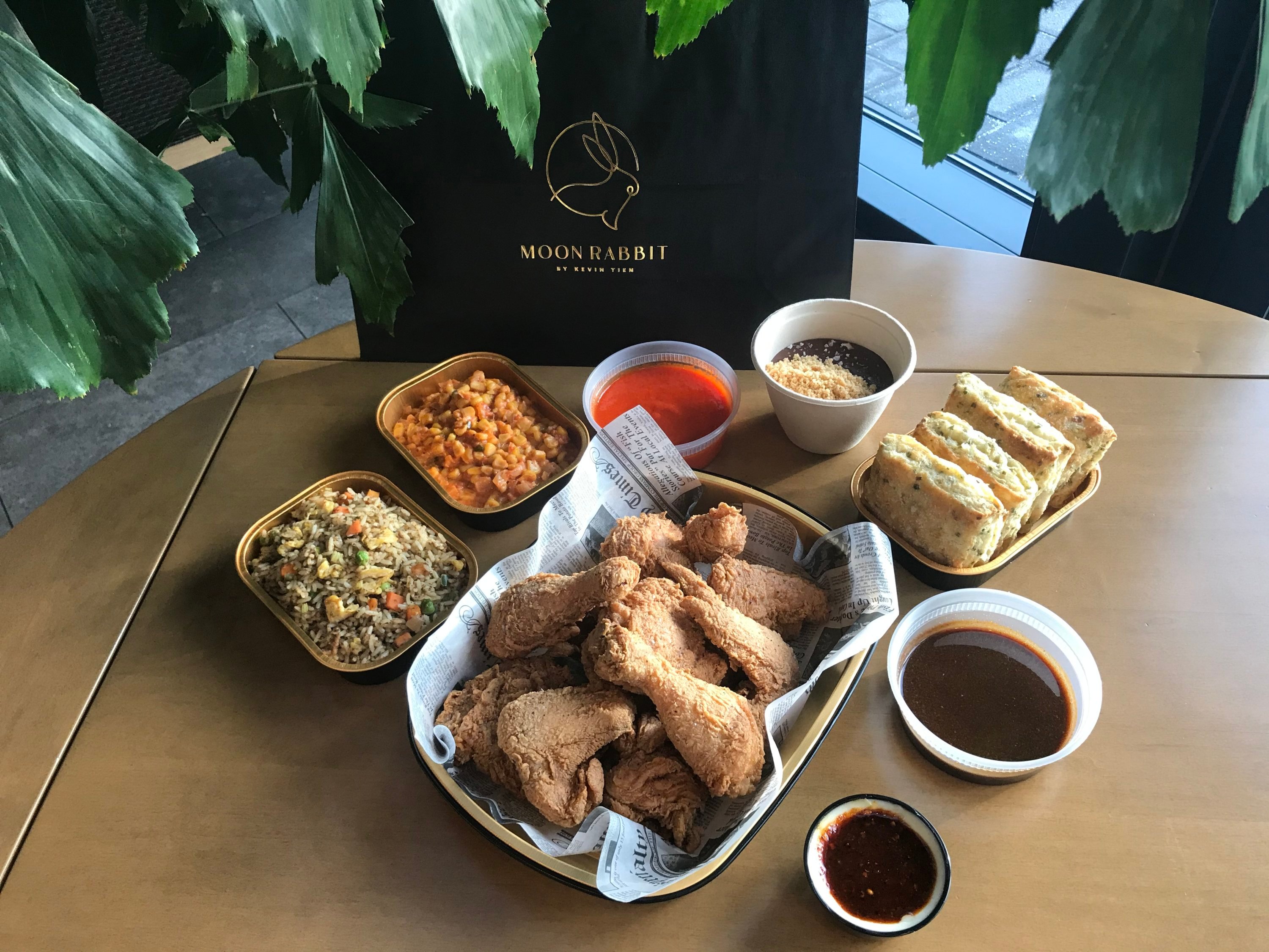 Order a to-go fried chicken dinner inspired by Cajun and Vietnamese flavors. Photo courtesy of Moon Rabbit.