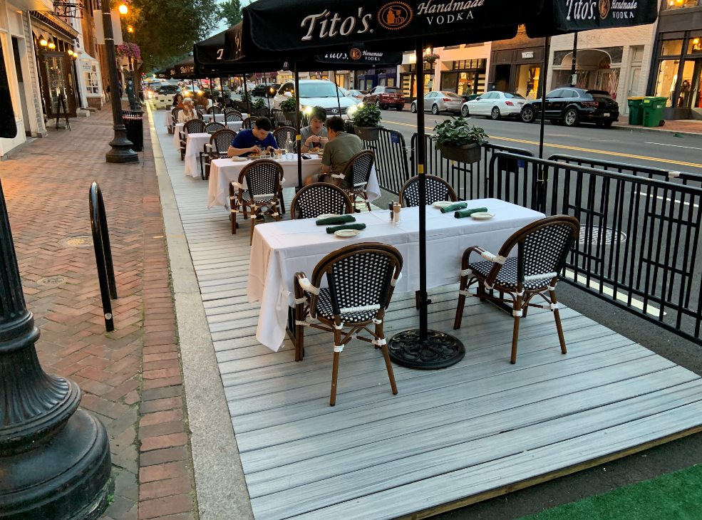 Sidewalk Widening Deck Prototype with Tables - Washingtonian