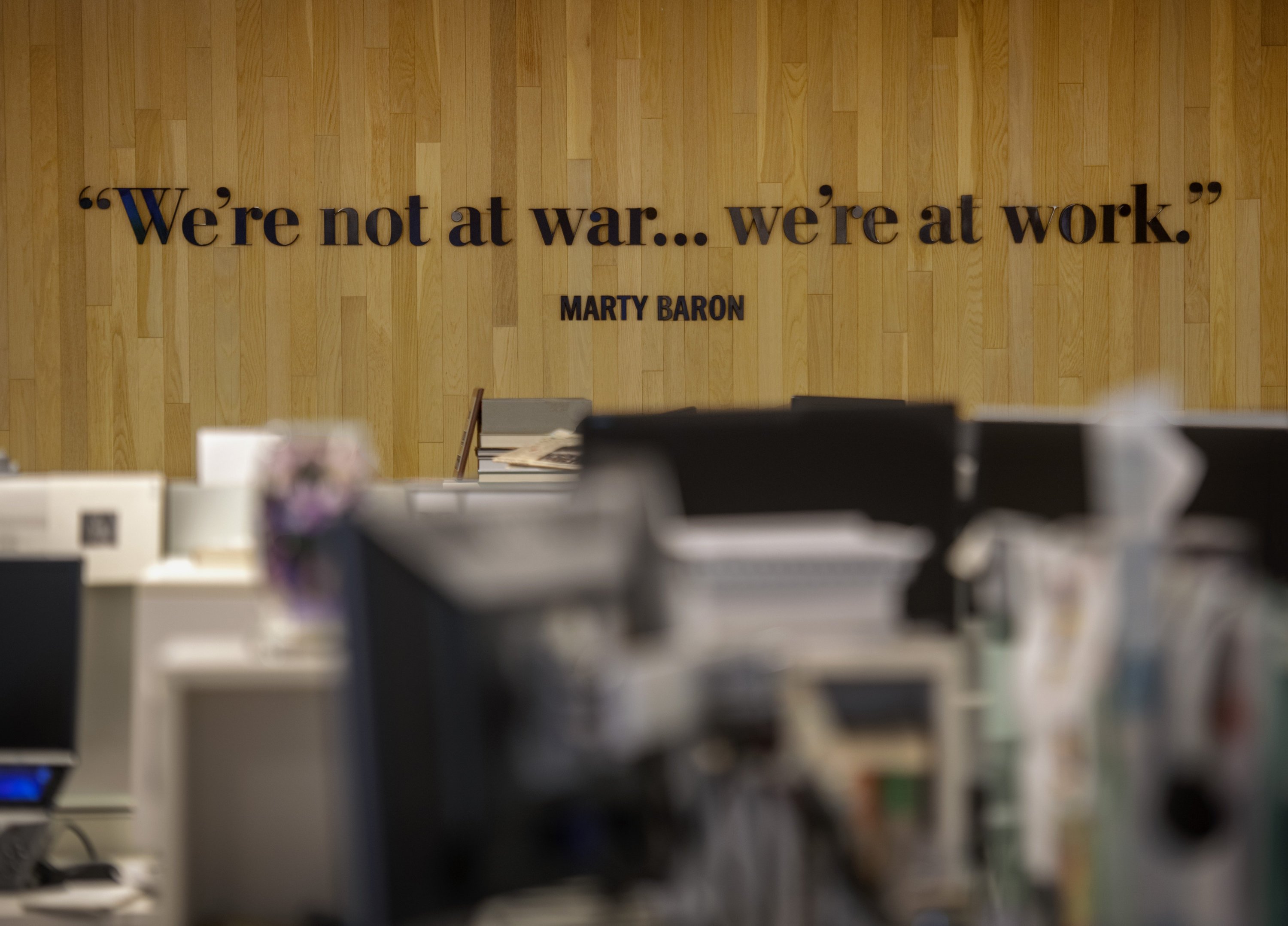 When the Washington Post offices reopen this week, returning workers will see a new quote, by former Executive Editor Marty Baron, adorning one wall, on July 02 in Washington, DC. - Washingtonian