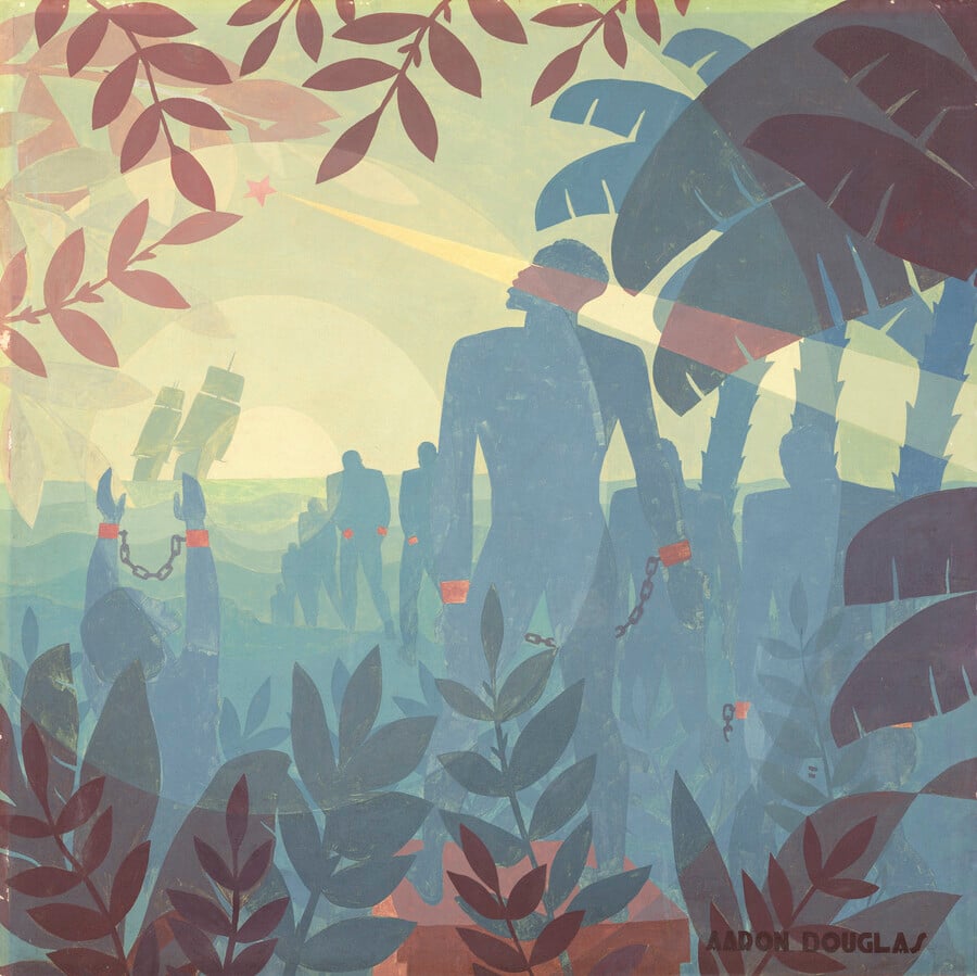 Aaron Douglas' Into Bondage, 1936. Image courtesy of National Gallery of Art.