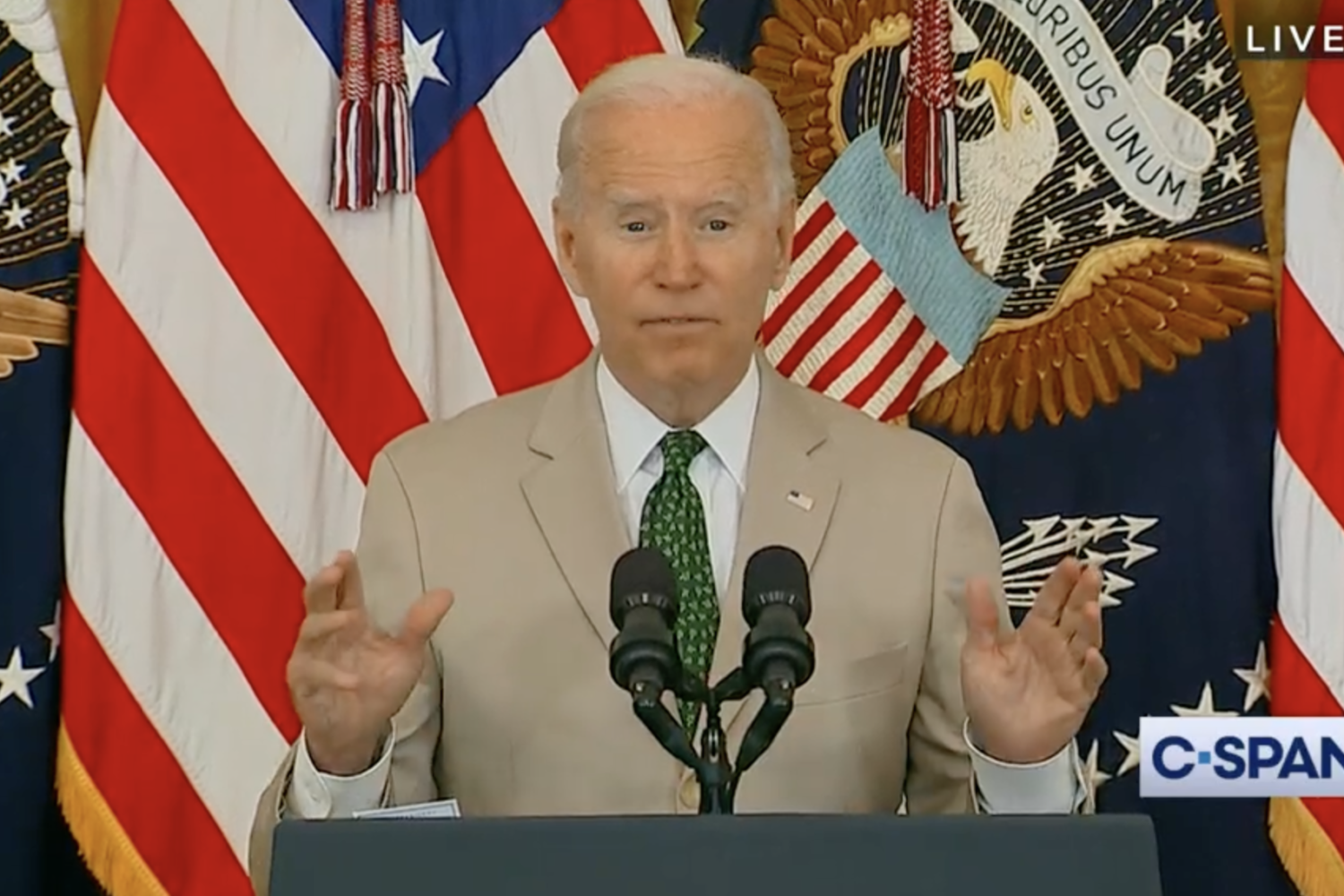 Screenshot of Joe Biden press conference on C-Span.
