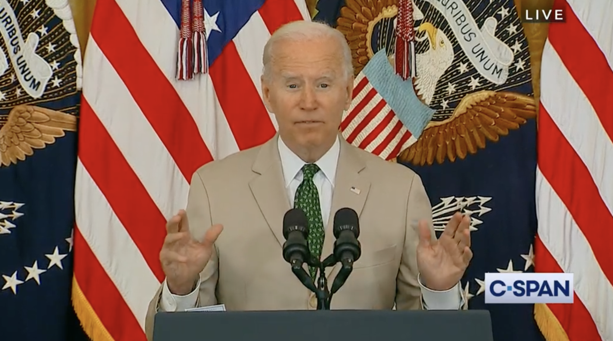 Screenshot of Joe Biden press conference on C-Span.