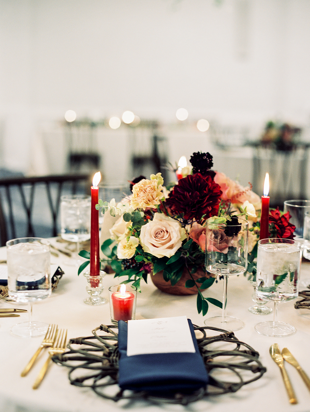 This Waterfront Annapolis Wedding Featured a Moody Red, Purple, and ...