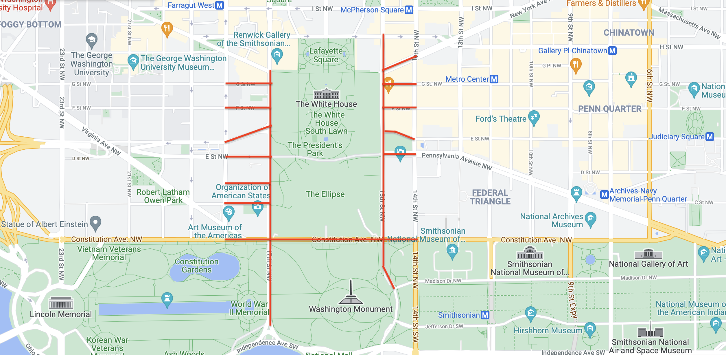 Dc Christmas Tree Lighting Road Closure Map 2022 Map: These Streets Will Be Closed For Tonight's National Christmas Tree  Lighting Ceremony - Washingtonian