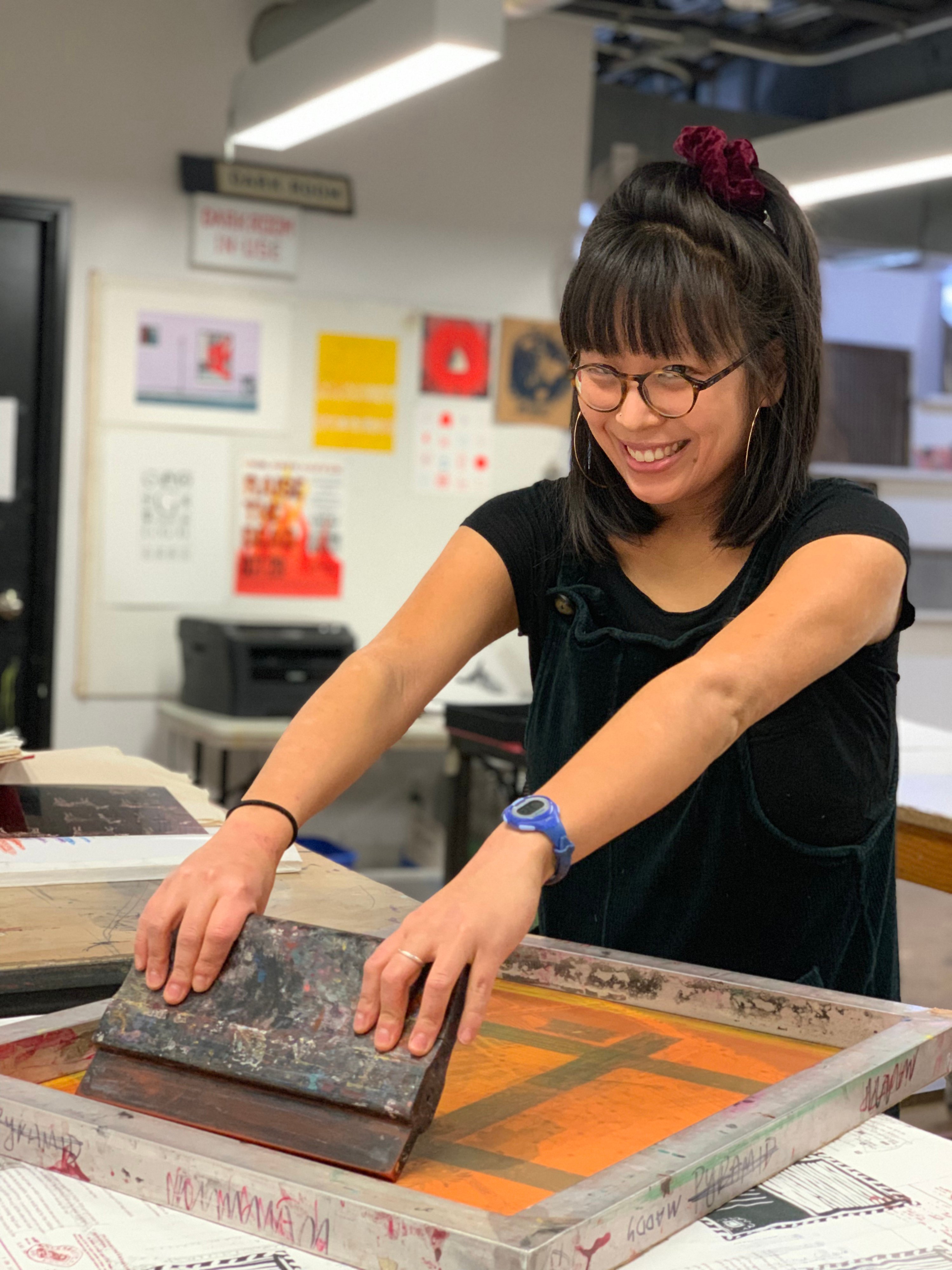 Keyholder Madeleine Conover in screenprinting - Washingtonian