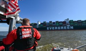 Last Year, an Evergreen Container Ship Got Stuck in the Suez Canal. Now There’s One Lodged in the Chesapeake Bay.