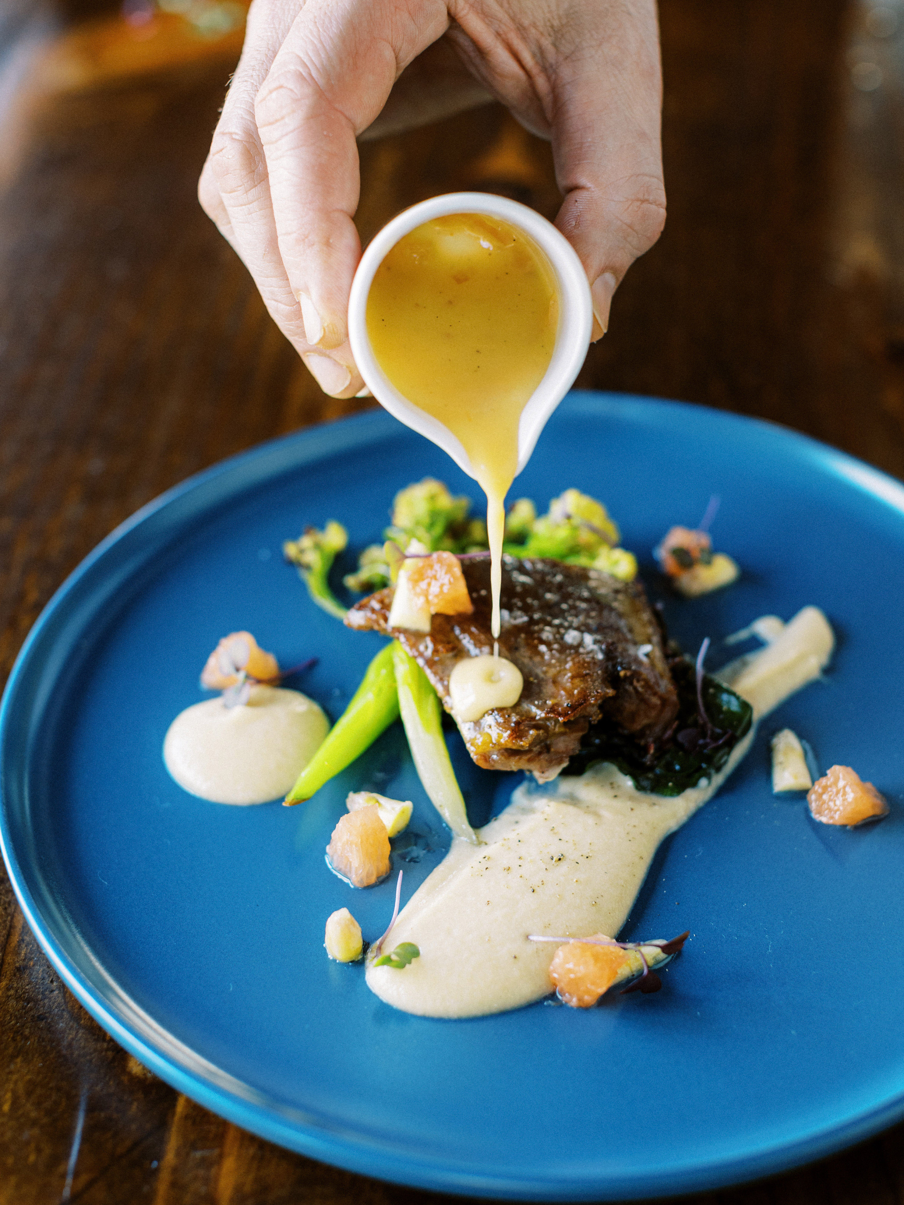 3B, Pheasant Confit, White Asparagus Creme, Grapefruit Beurre Blanc - Washingtonian