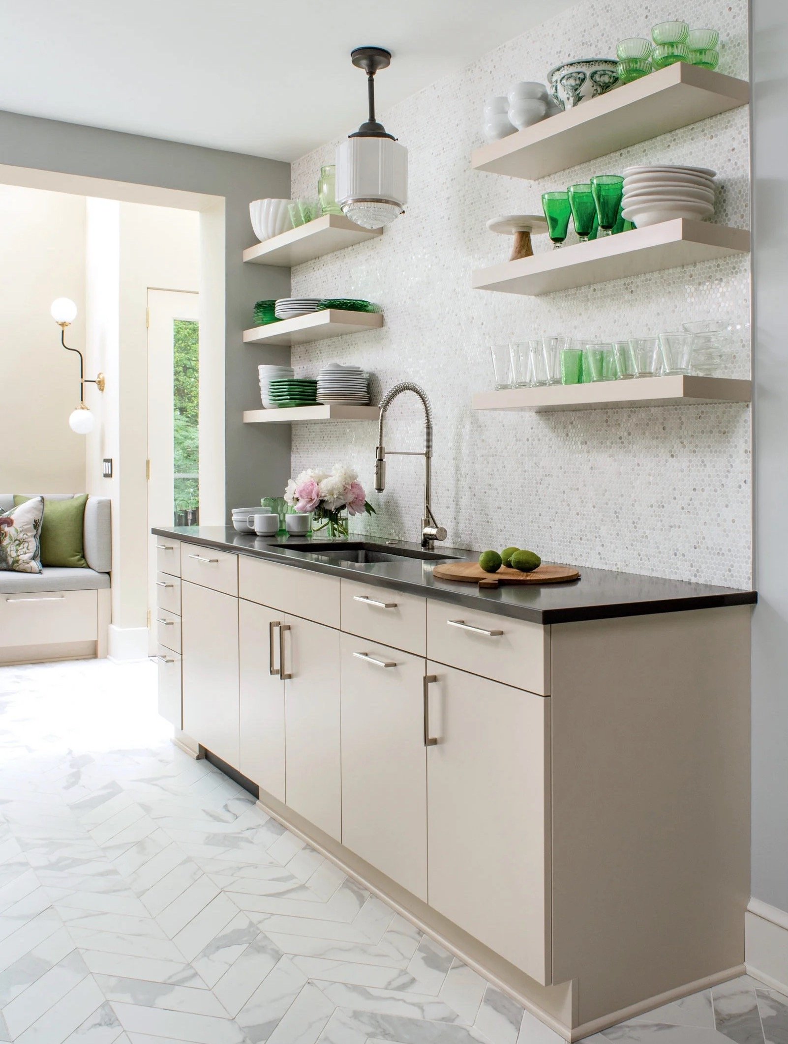 Dark Gray Cabinets Surrounding Viking Refrigerator - Contemporary - Kitchen