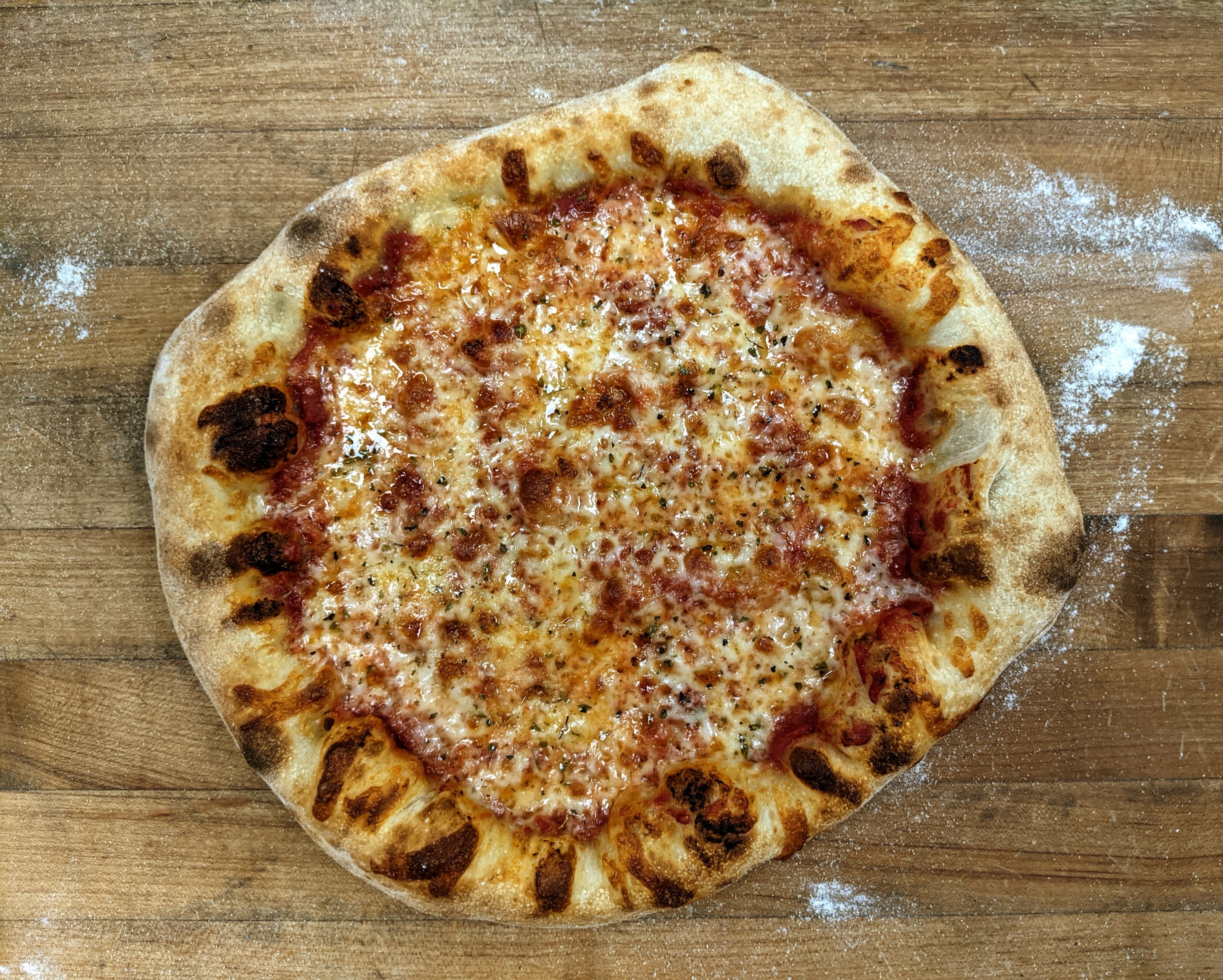 Barber's take on thin-crust, New York-style pizza.