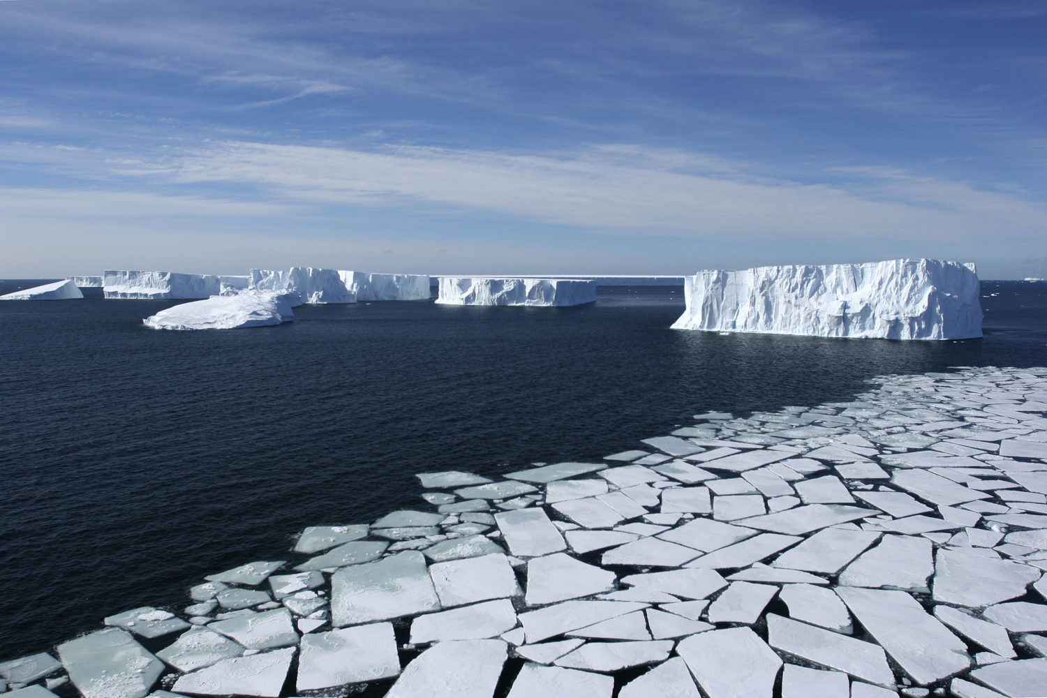 Aerial View with Pack Ice and Icebergs, Eco Tourism