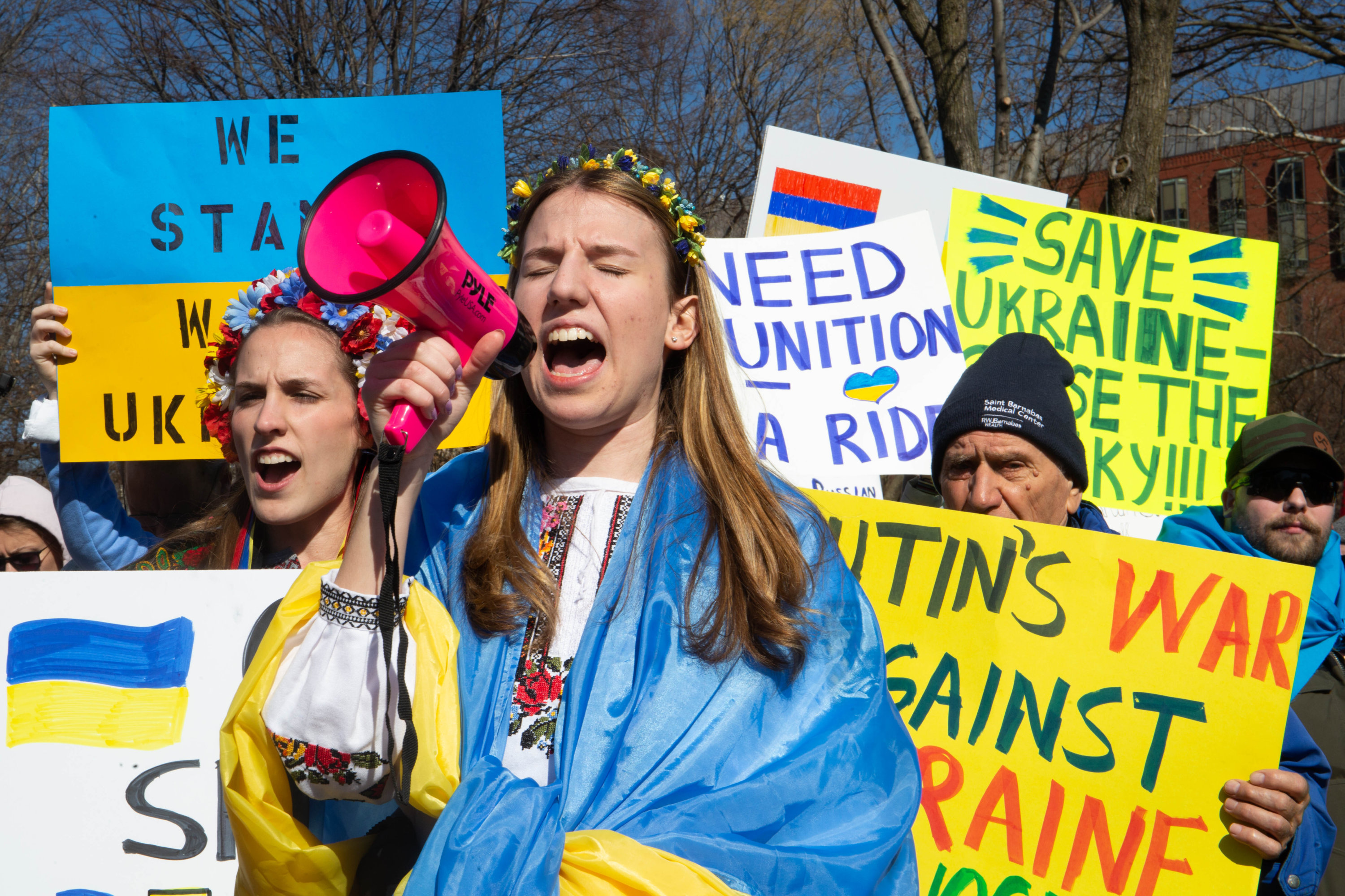 February 27: A rally in support of Ukraine outside the White House. 