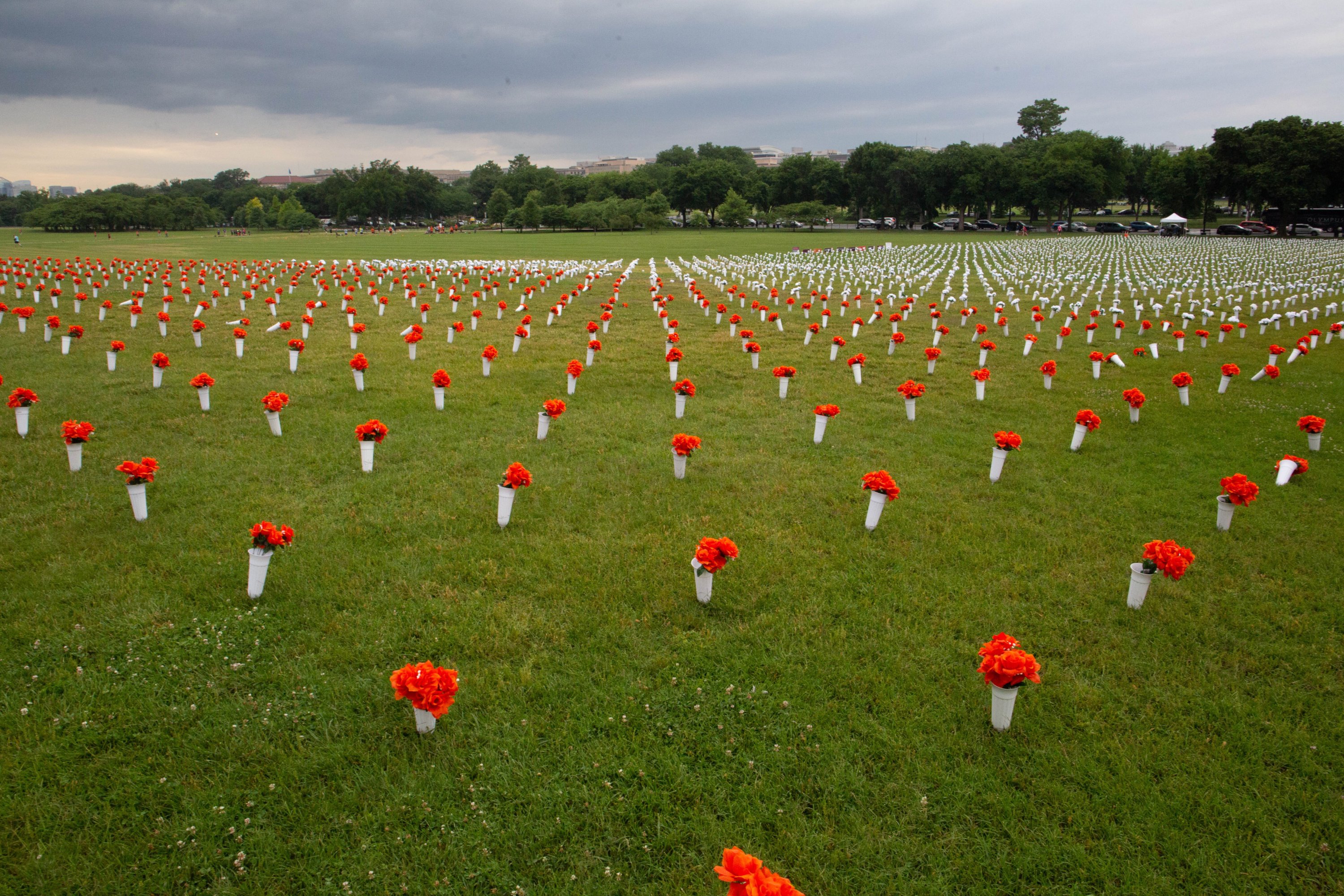 June 8: Flowers beneath the Washington Monument commemorate the lives lost to gun violence.