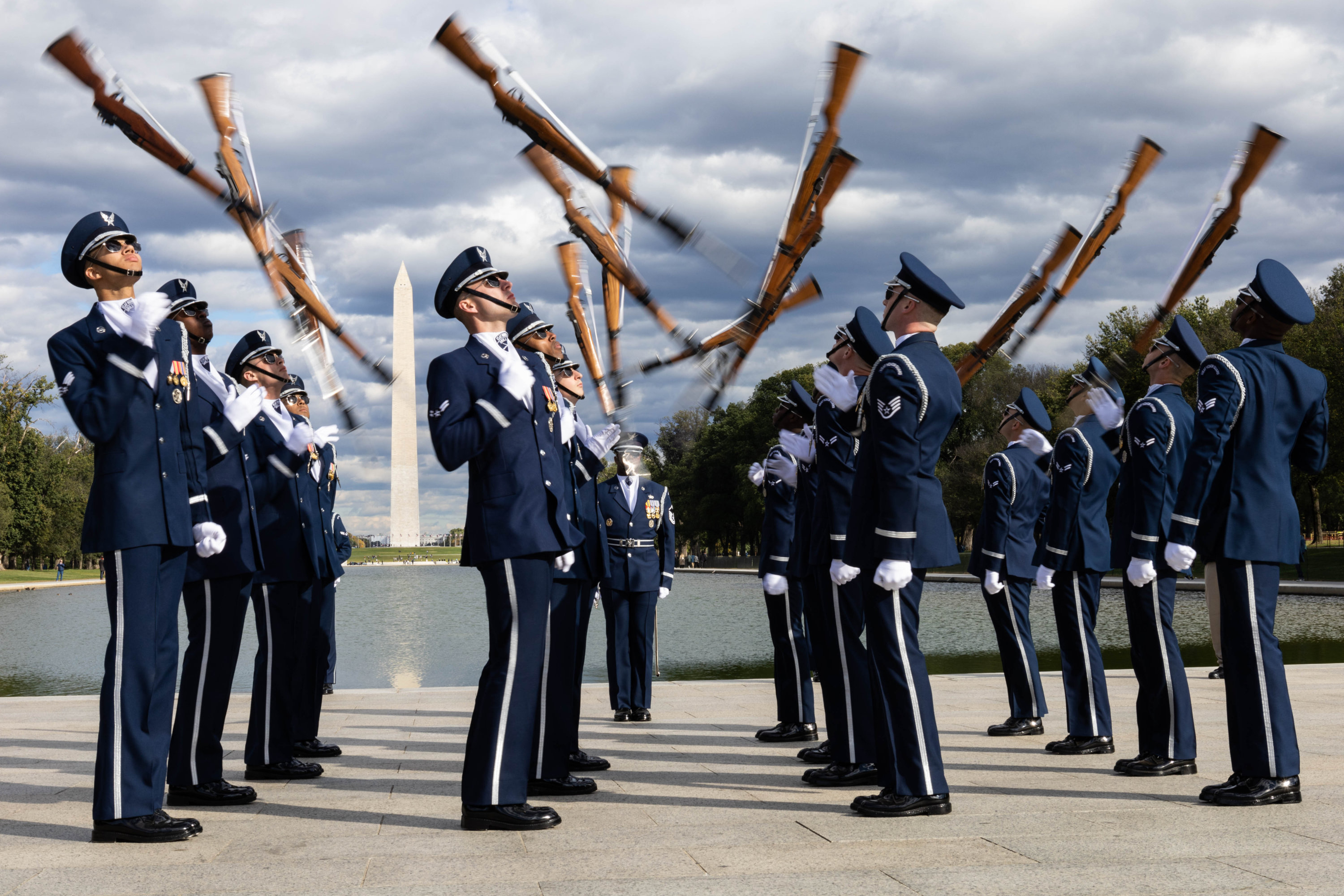 October 19: The Air Force Drill Team performs on the National Mall. 