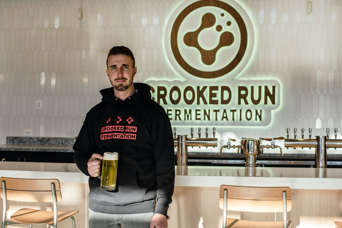 Crooked Run Fermentation co-owner Jake Andres at the new Union Market brewery and Serata Pizza restaurant. Photography courtesy of Crooked Run