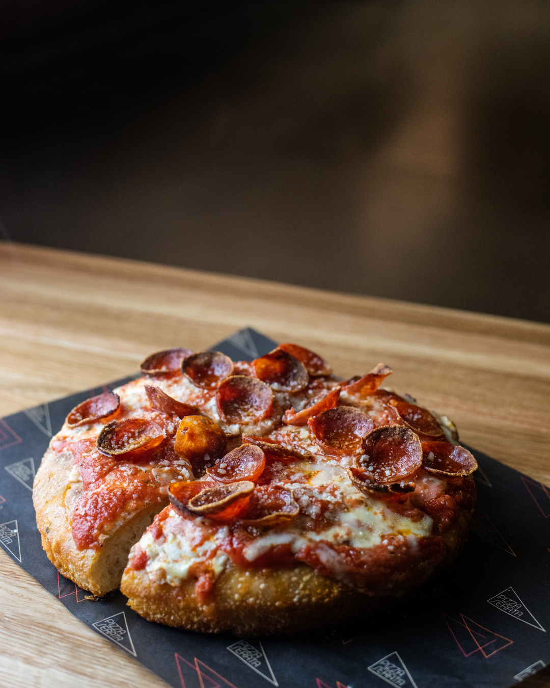 A classic pepperoni pizza with homemade mozzarella cheese. 