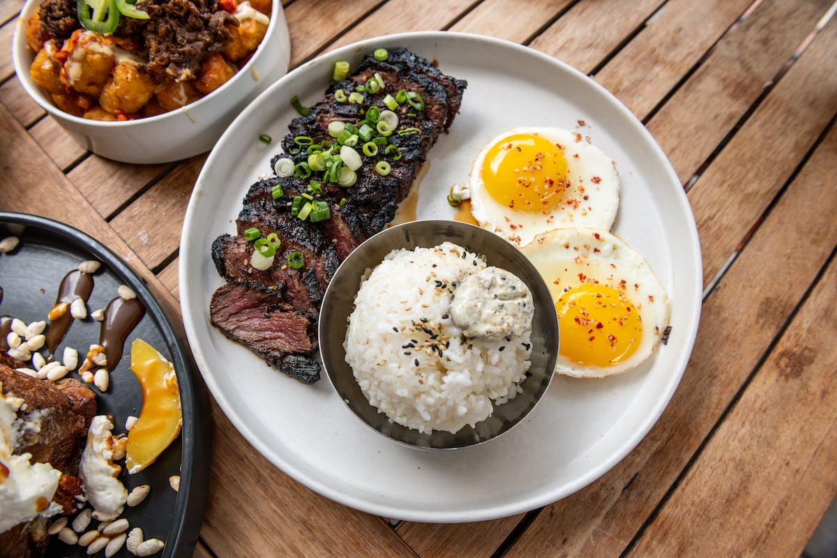 Galbi steak and eggs at Anju. Photograph by LeadingDC