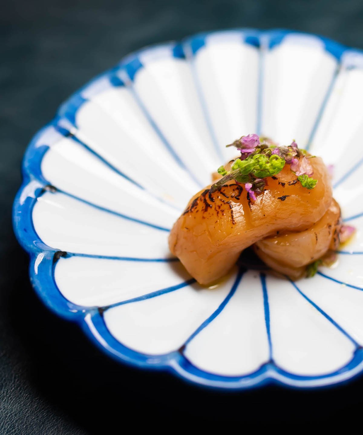 Seafood, flown in from Japan, begins the tasting. Photogrtaph by Kimberly Kong