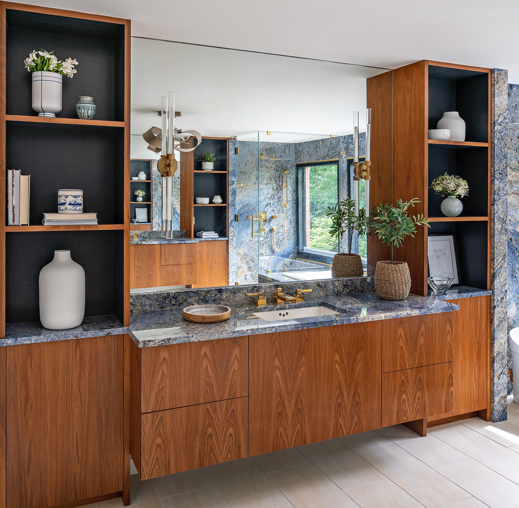 Check Out the Statement-Making Wood Vanities in These Bathrooms