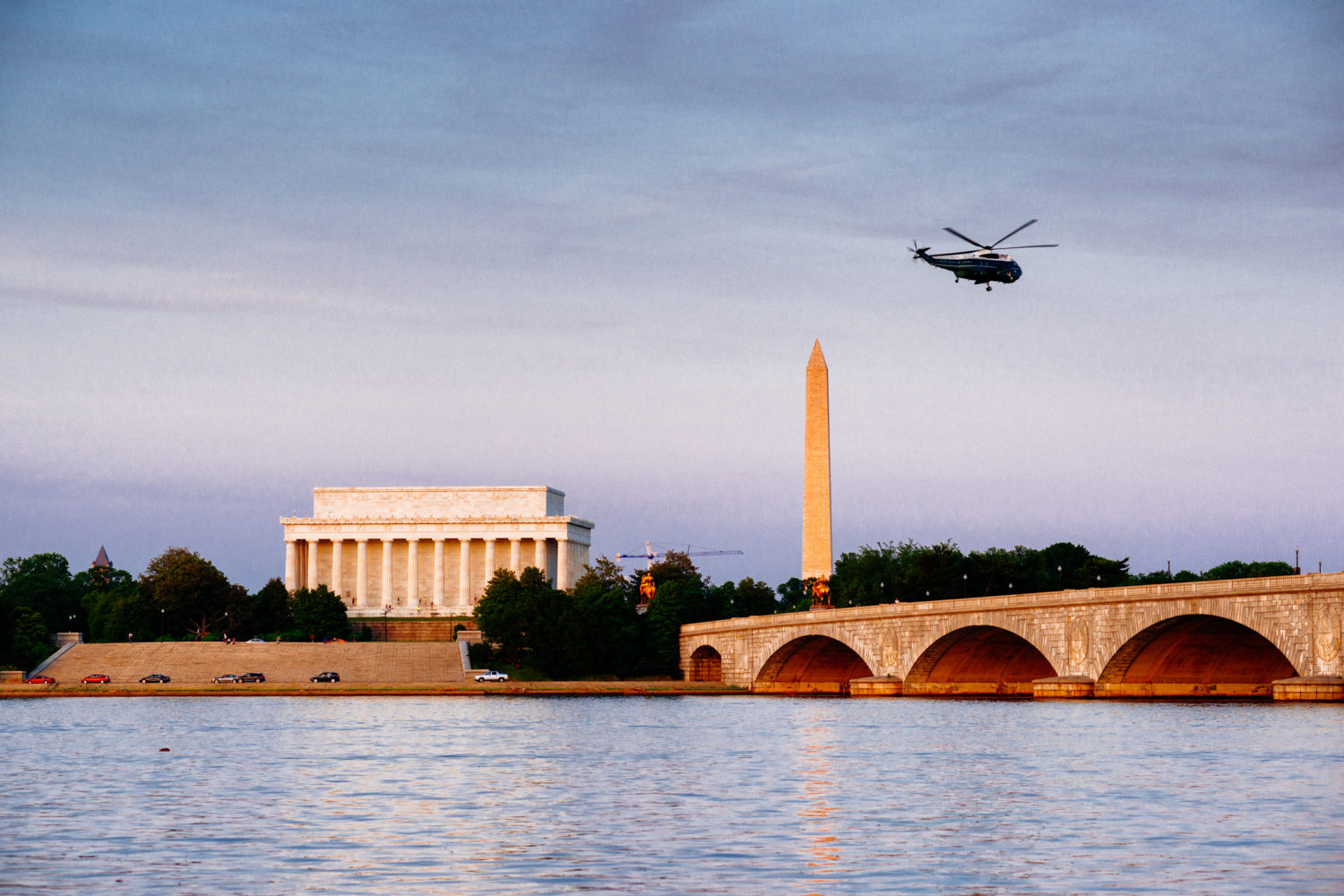Helicopter flies over DC.
