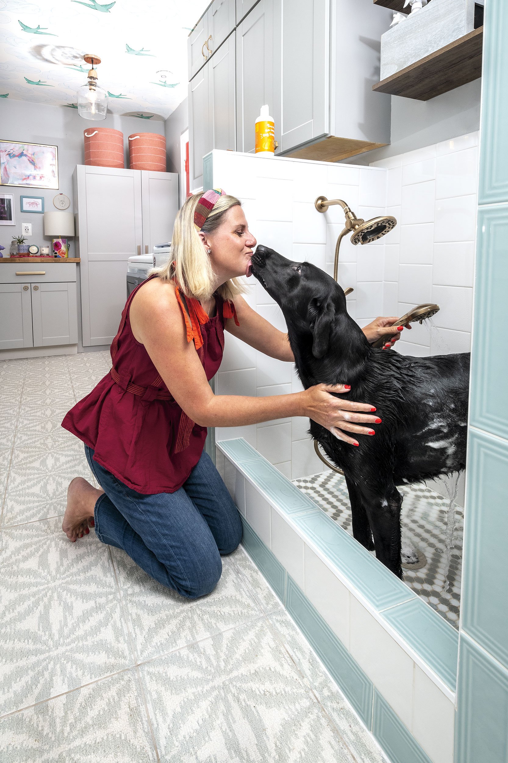 Farmhouse Dog Stand with Food Storage