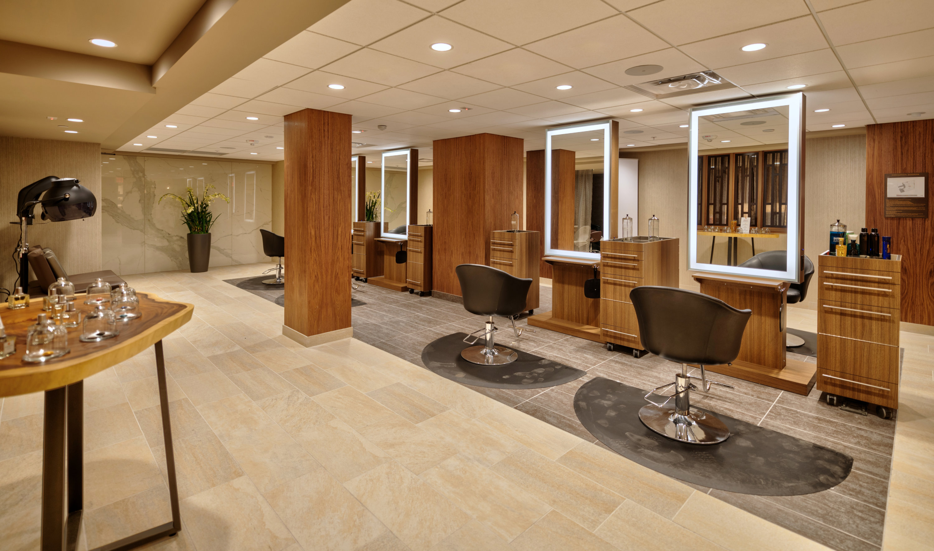 The hair studio in the spa. Photo by Fredde Lieberman.