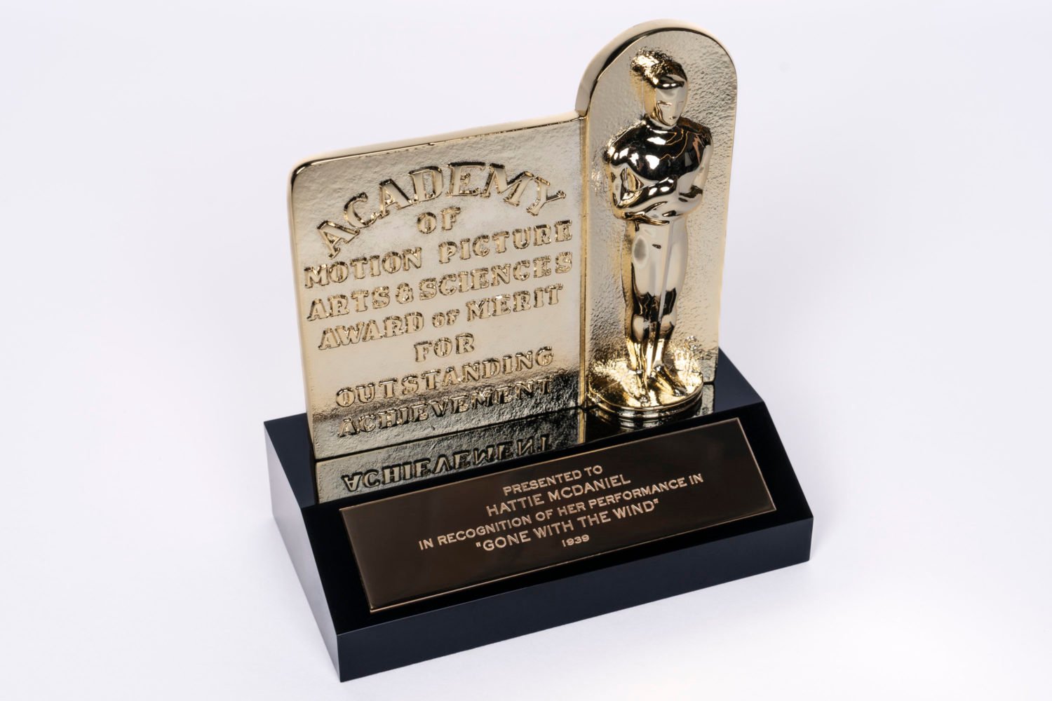 A reproduction of the original plaque of Hattie McDaniels Academy Award. Photo by Owen Kolasinski.