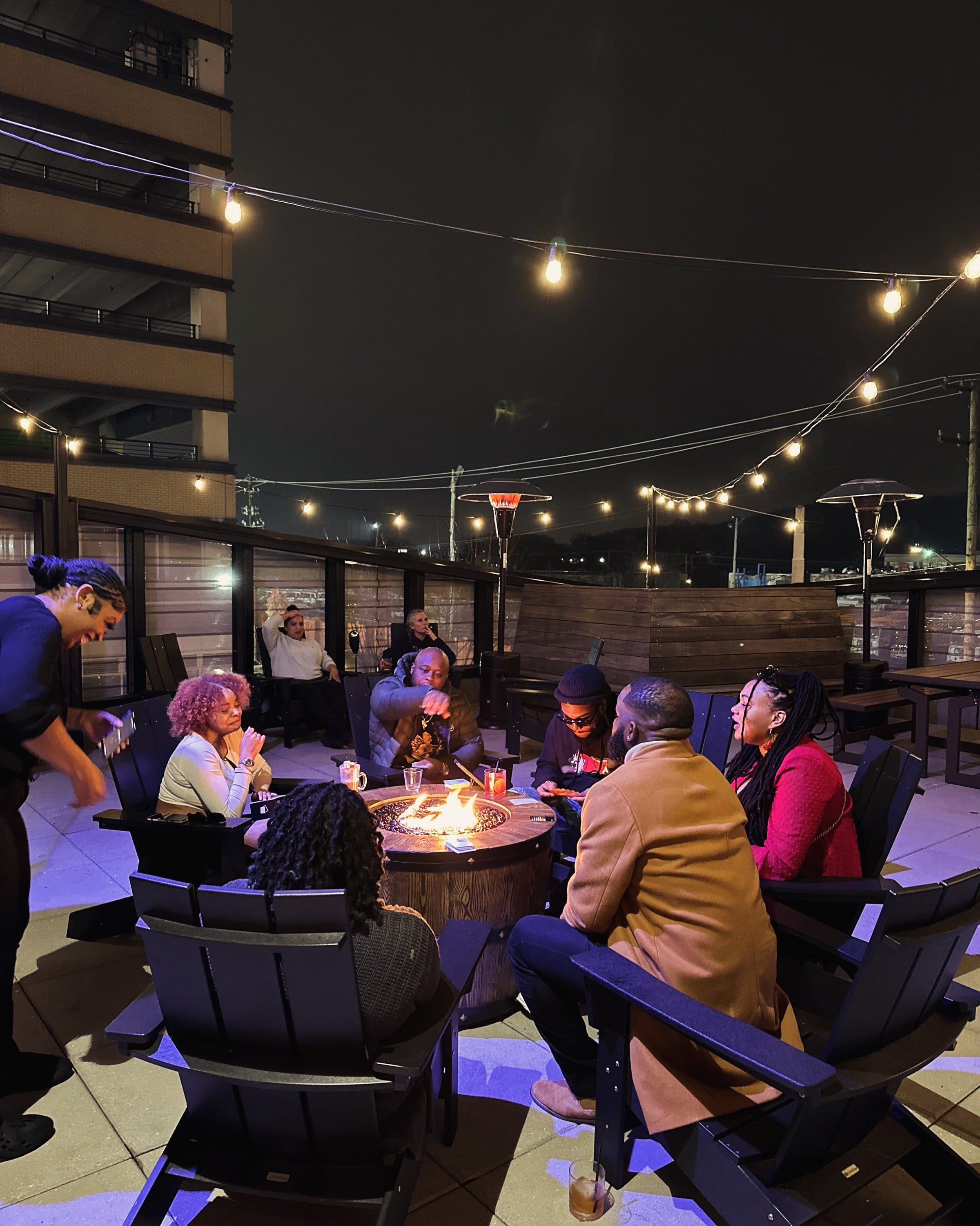 The fire pit on the roof deck. Photo courtesy of the Lane. 