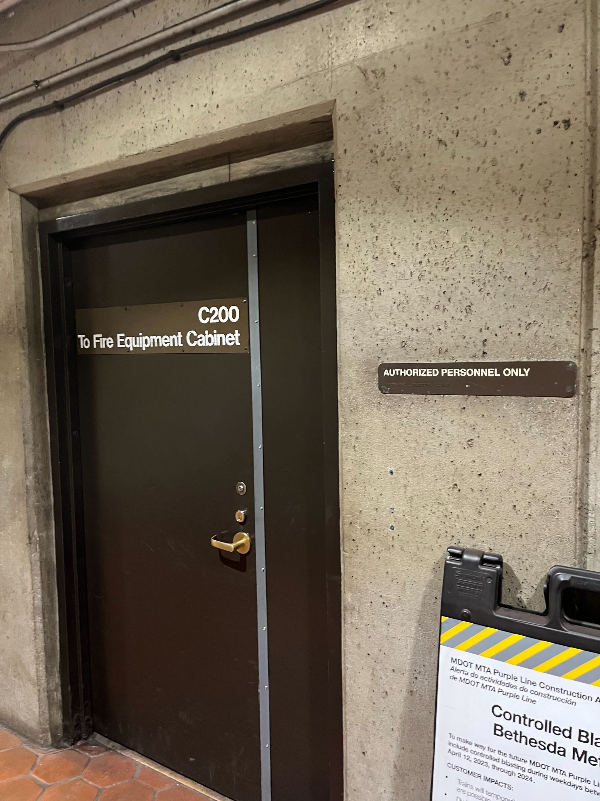 The Bethesda metro station's bathroom lies beyond these doors.