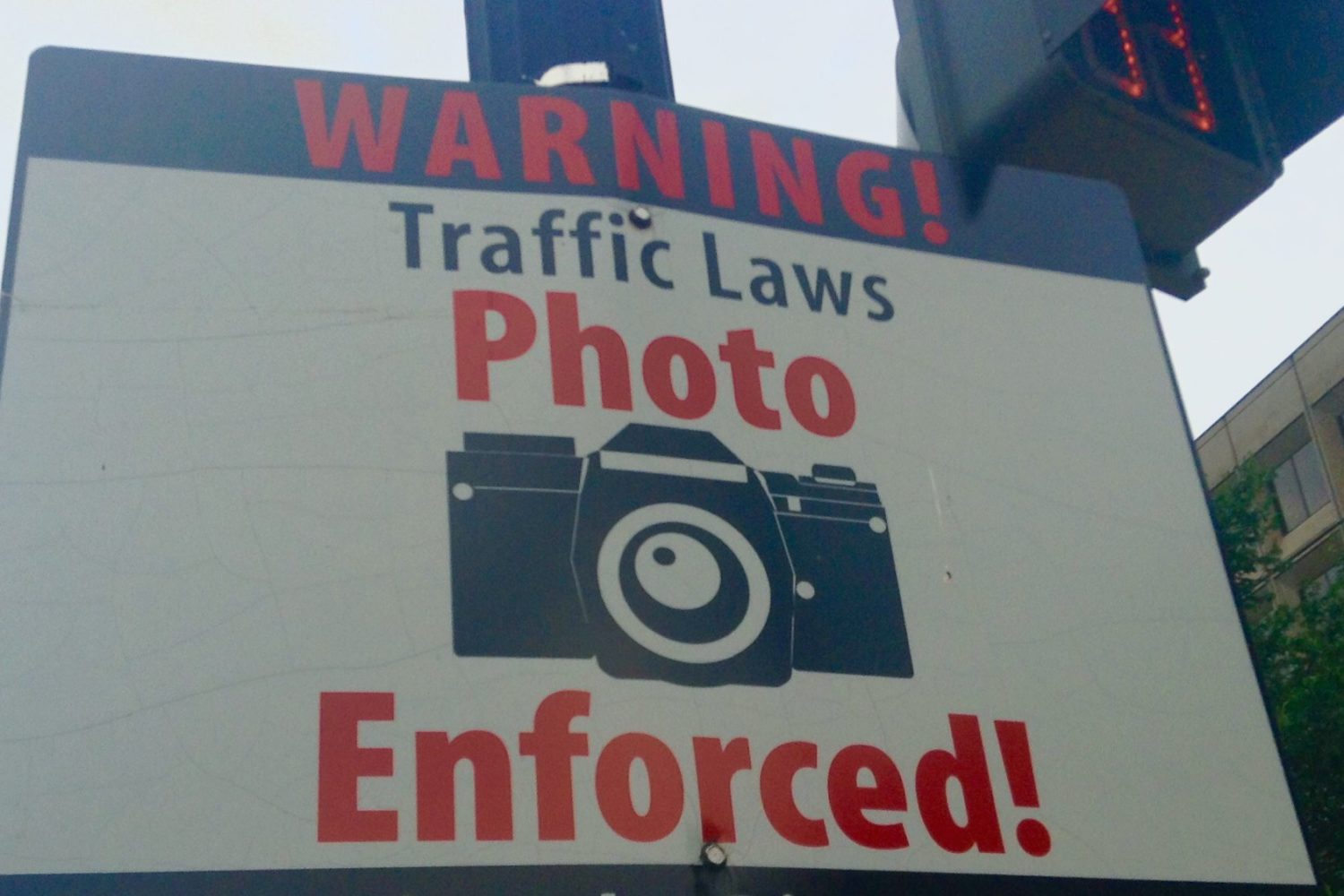 A speed camera sign in DC.