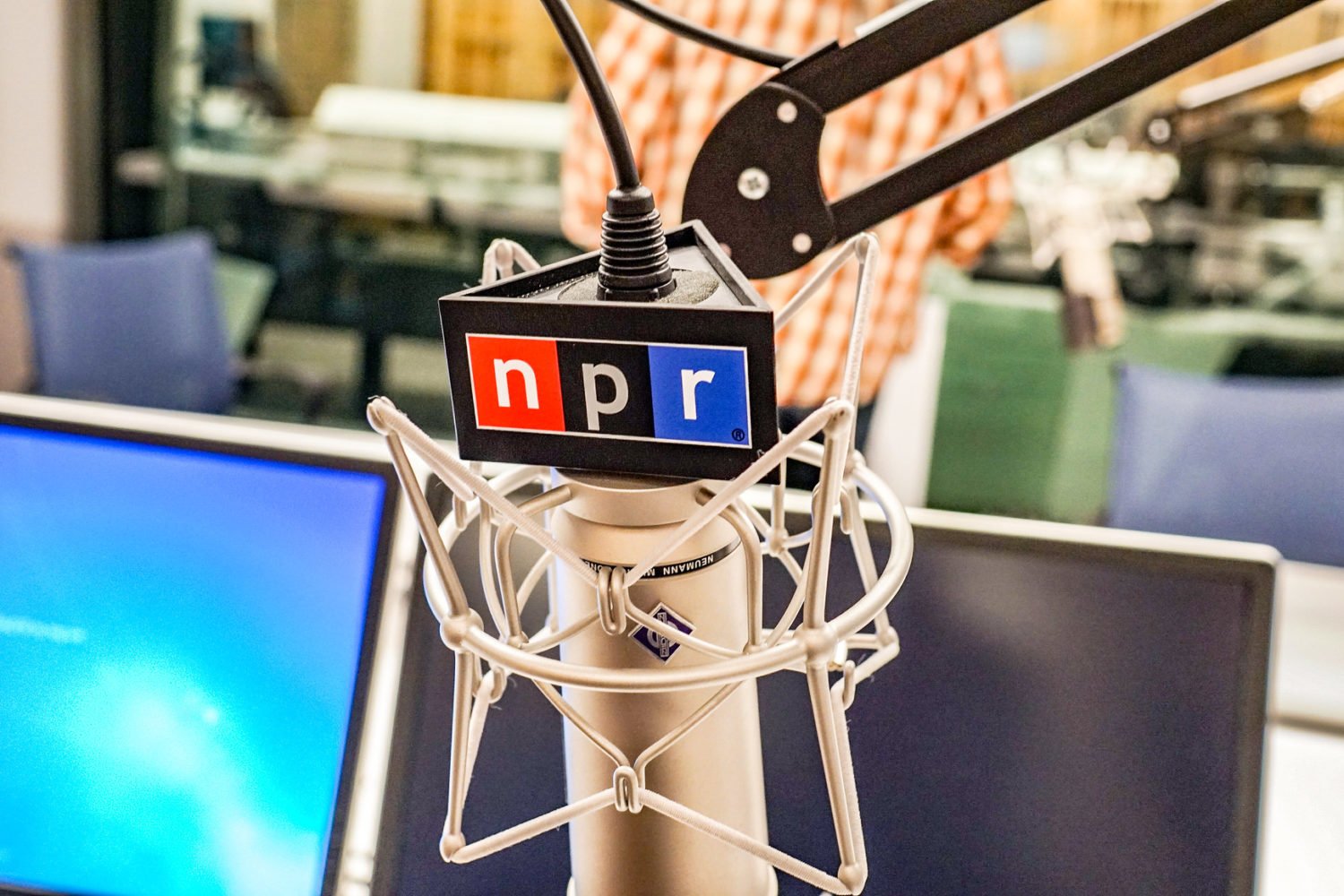 A mic with the NPR logo
