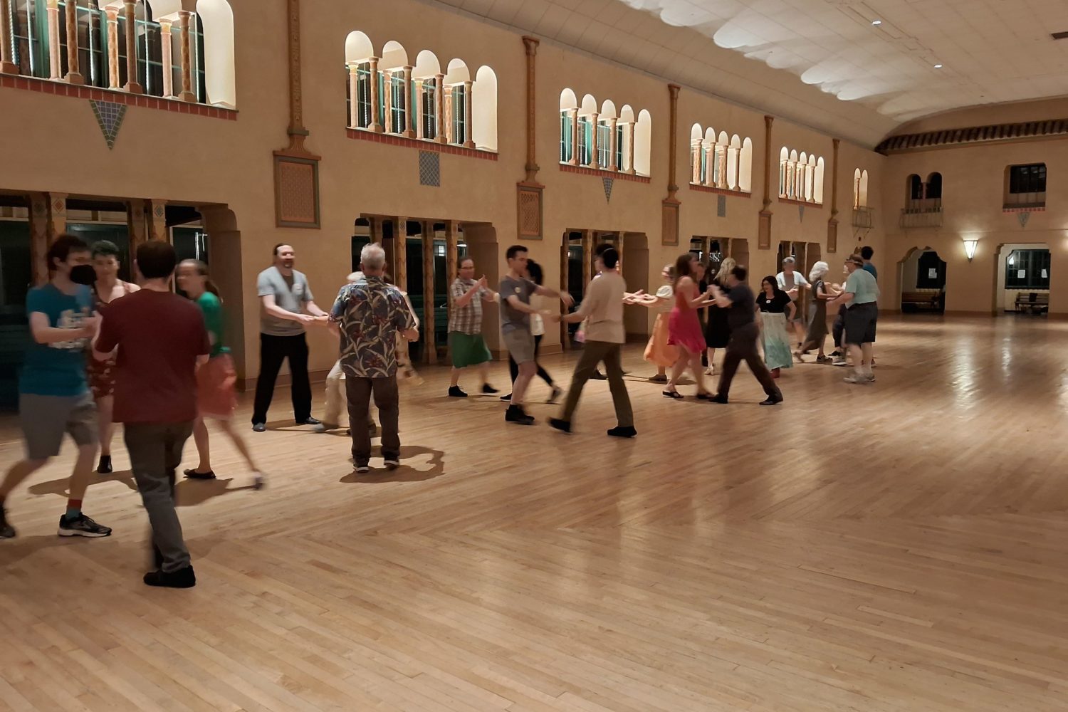 Contra dancing at Glen Echo Park.