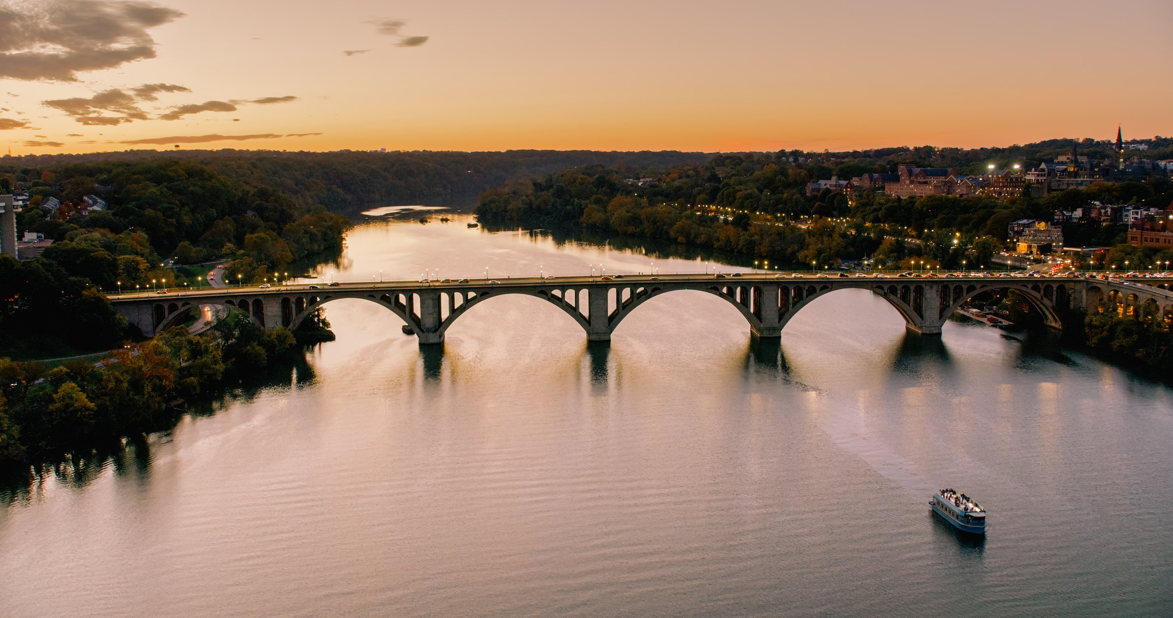 Francis Scott Key Memorial Bridge at Dusk - Washingtonian