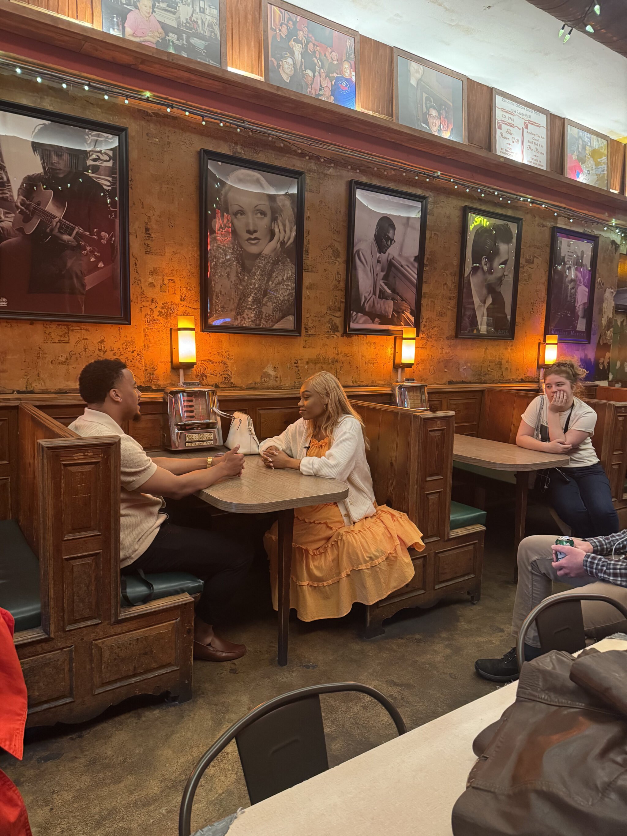 A scene at the Raven featuring actors Dominique Gray and Alicia Grace in "DC I Love You: First Dates." Photo by Daniella Byck
