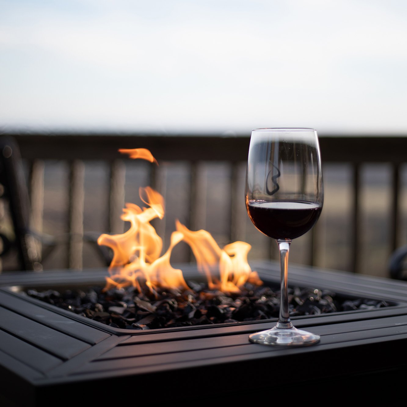 Fire-pit-at-Bluemont,-glass-of-red-wine-cropped - Washingtonian